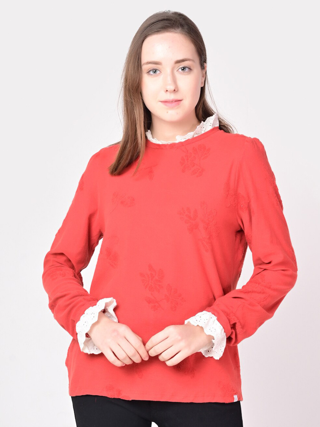 EVERYDAY by ANI Red Self Design Top