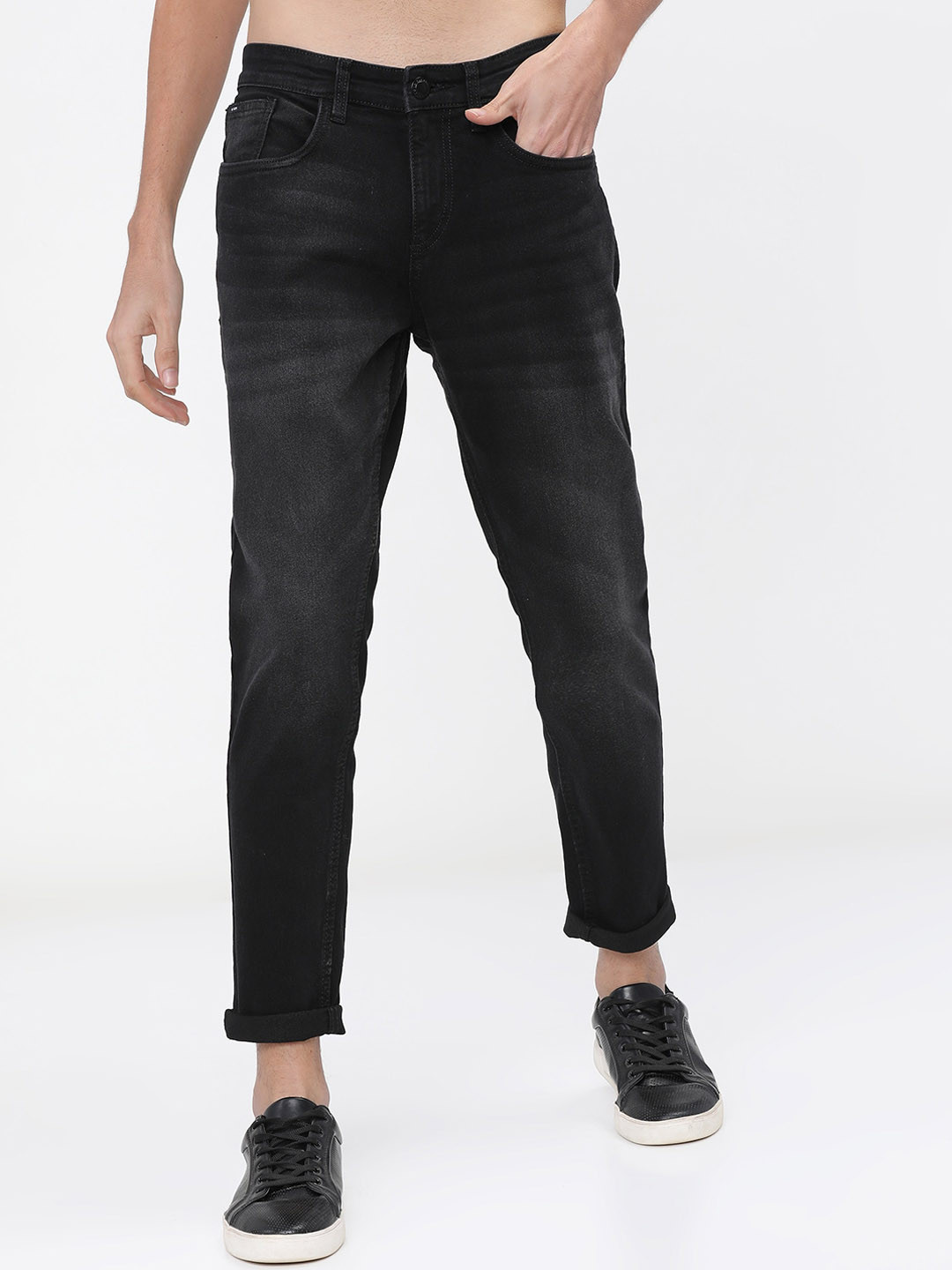 HIGHLANDER Men Black Slim Fit Light Fade Stretchable Jeans