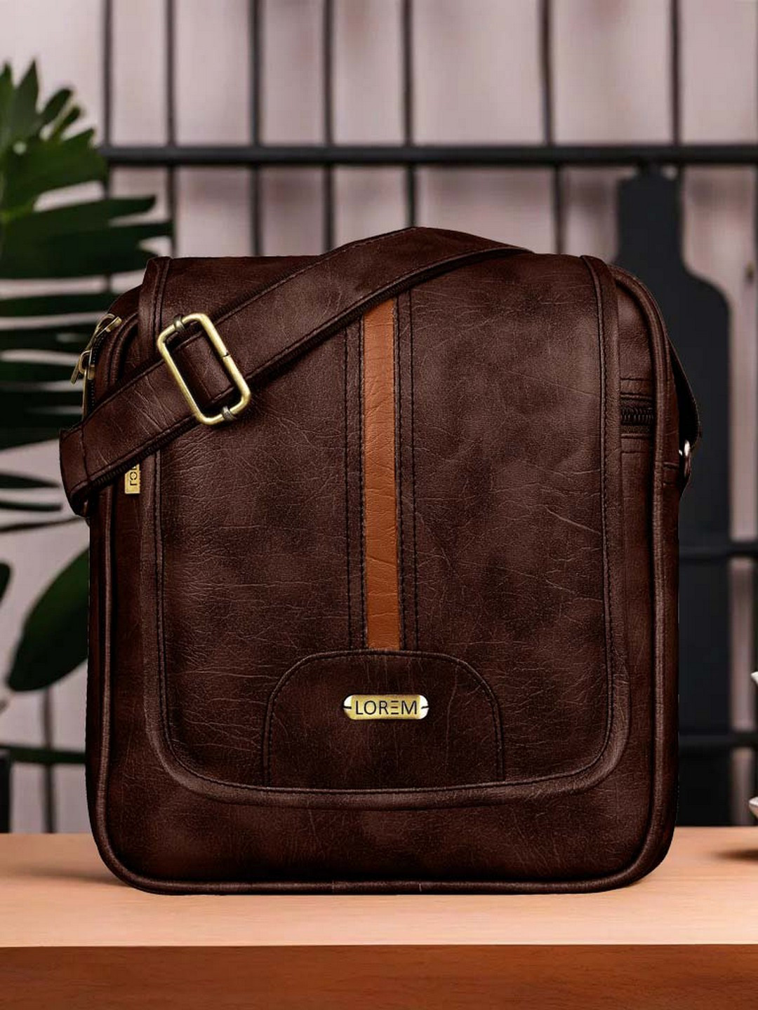 LOREM Maroon Structured Sling Bag