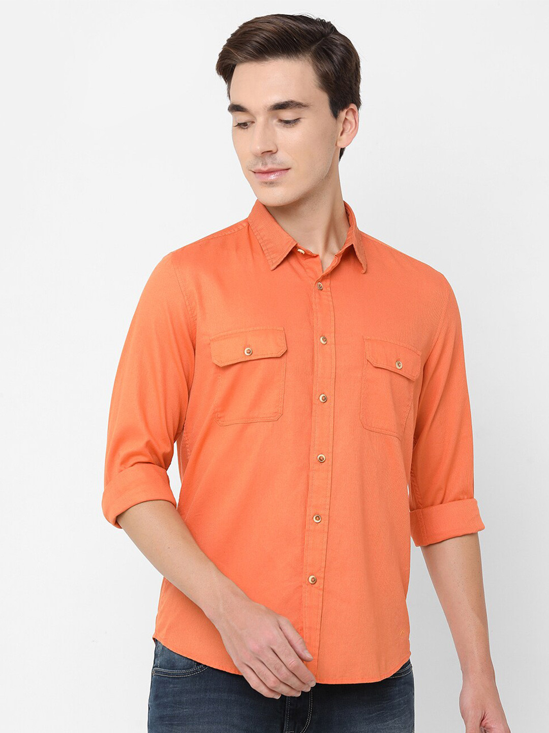 Pepe Jeans Men Orange Casual Shirt