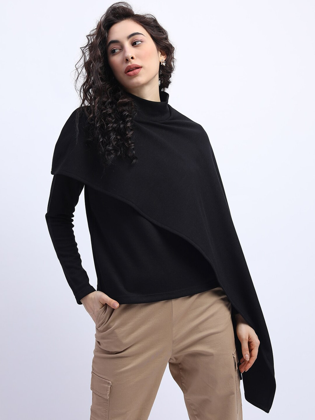 Tokyo Talkies Black Cape Top