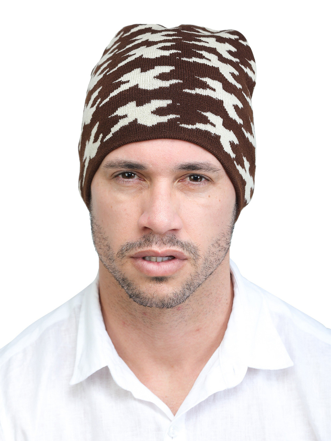 ELLIS Men Brown & Beige Woolen Beanie