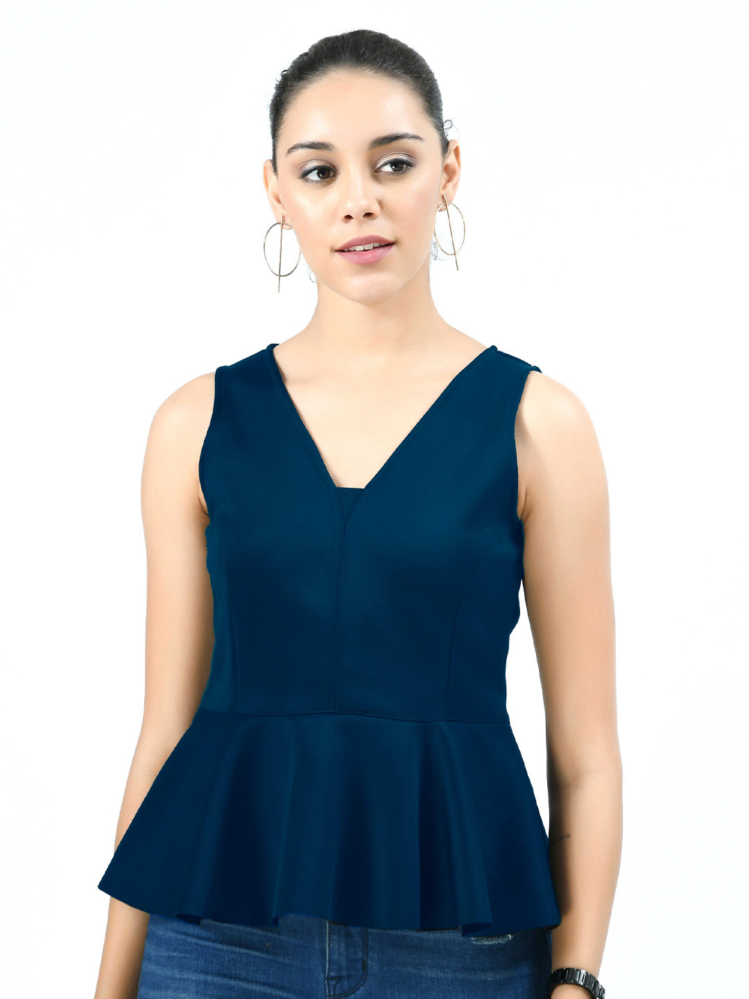 V&M Blue Scuba Peplum Top
