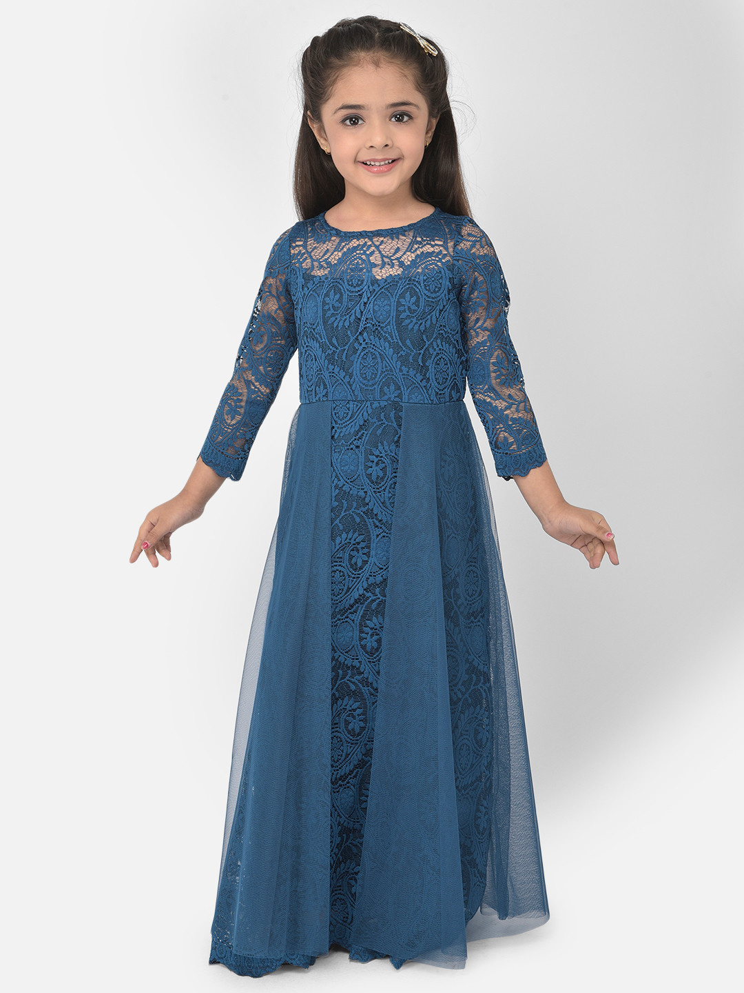 Eavan Girls Teal Lace Maxi Dress