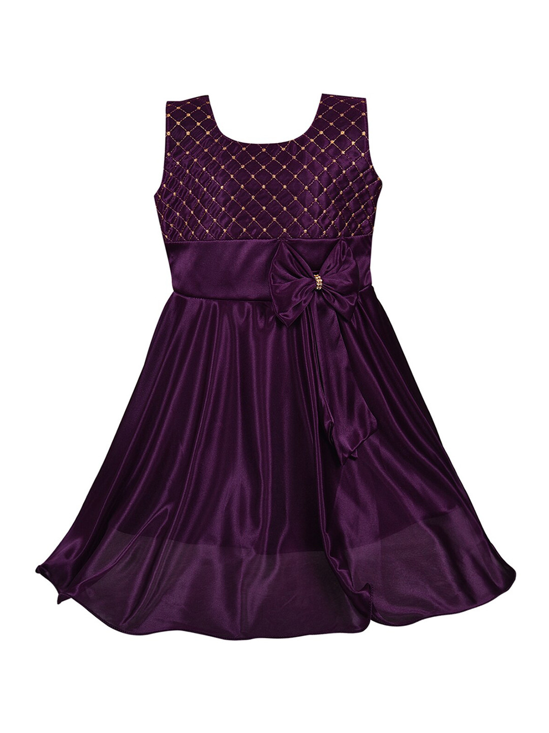 Wish Karo Infant Girls Purple Satin Dress
