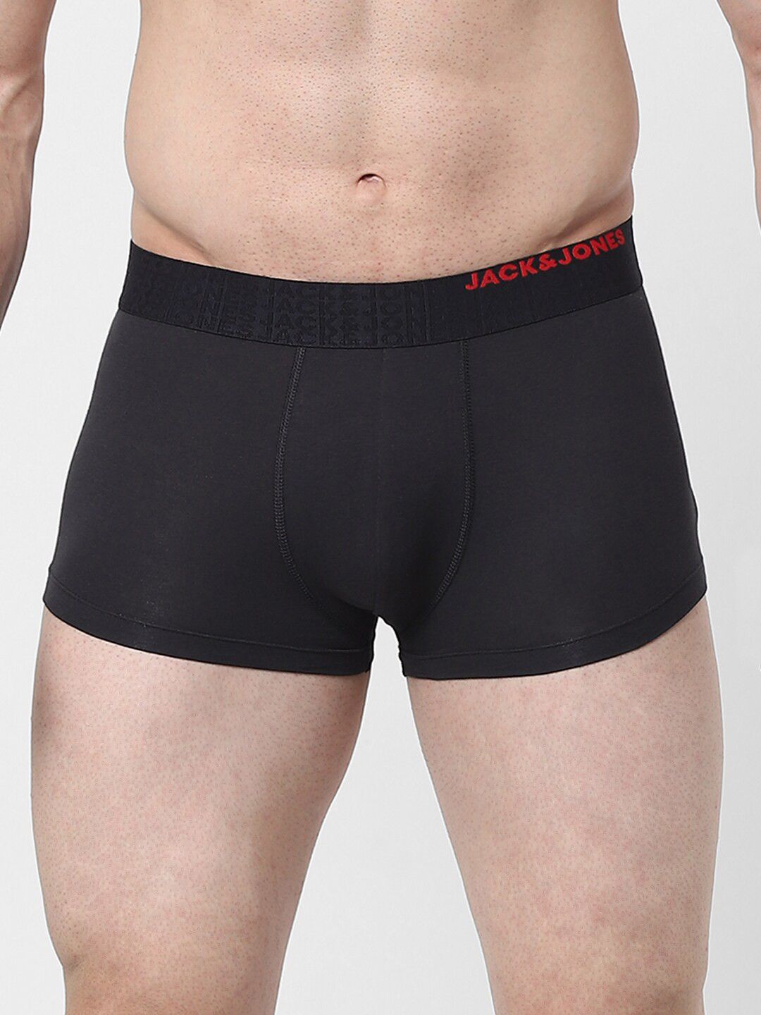 Jack & Jones Men Black Pack of 2 Solid Casual Trunk