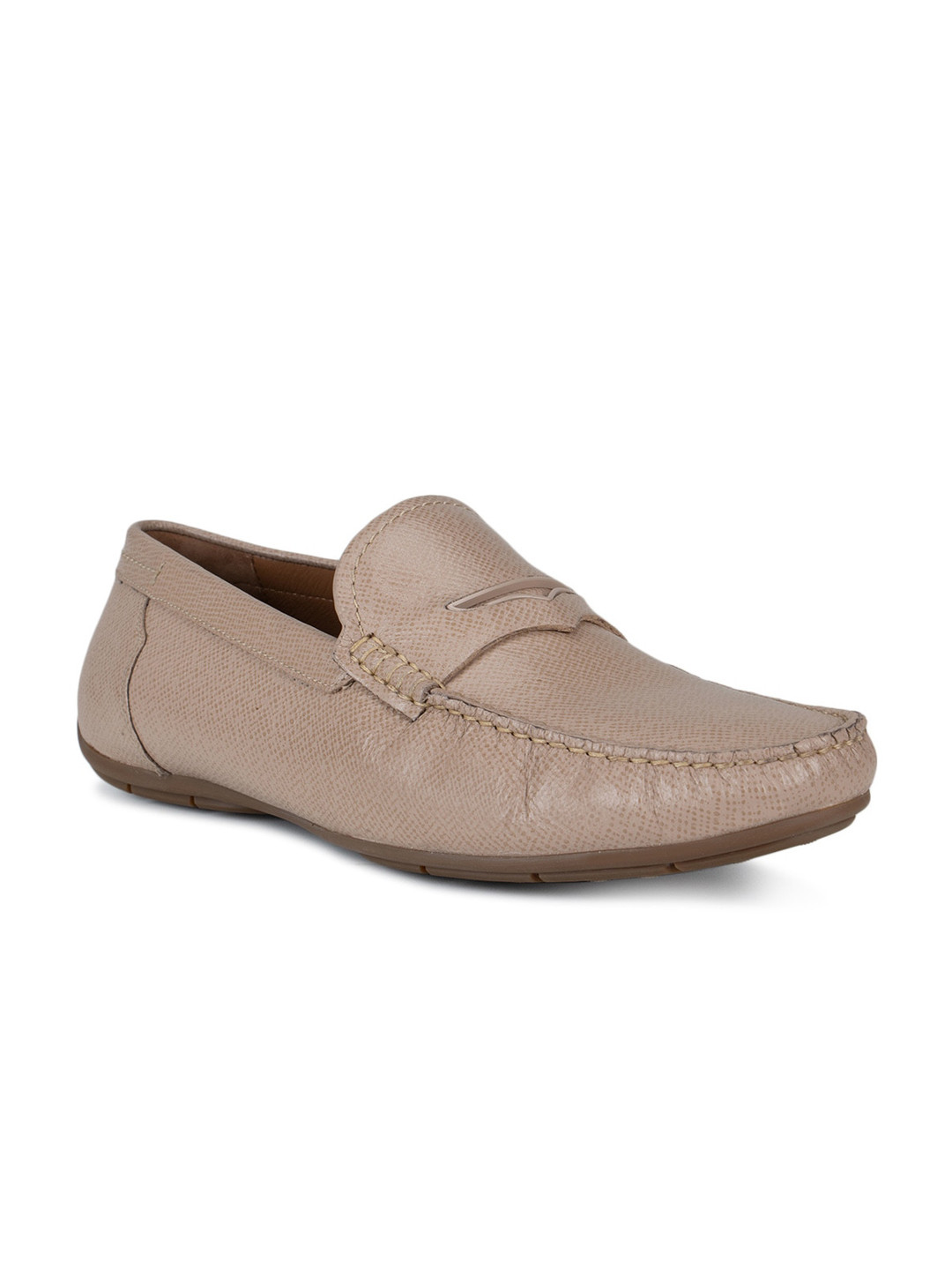 ROSSO BRUNELLO Men Beige Leather Loafers