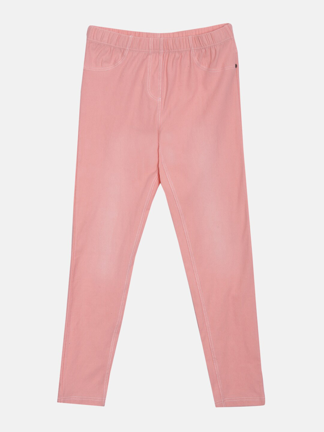 3PIN Girls Pink Solid Cotton Treggings