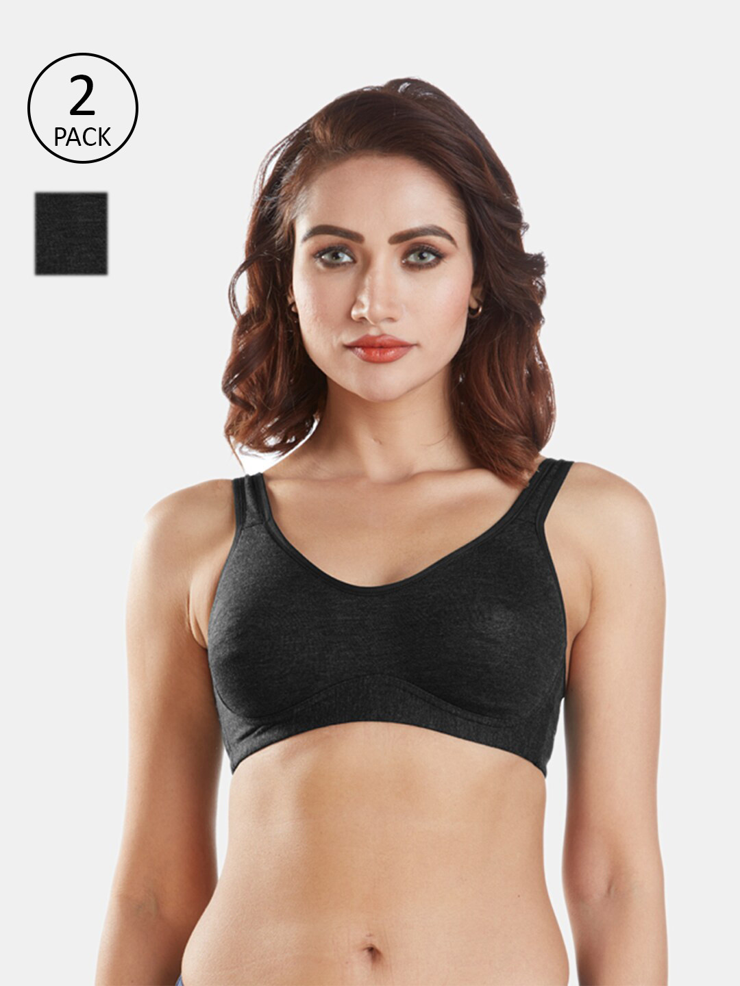 Sonari Pack Of 2 Black Double Layered Minimizer Bra