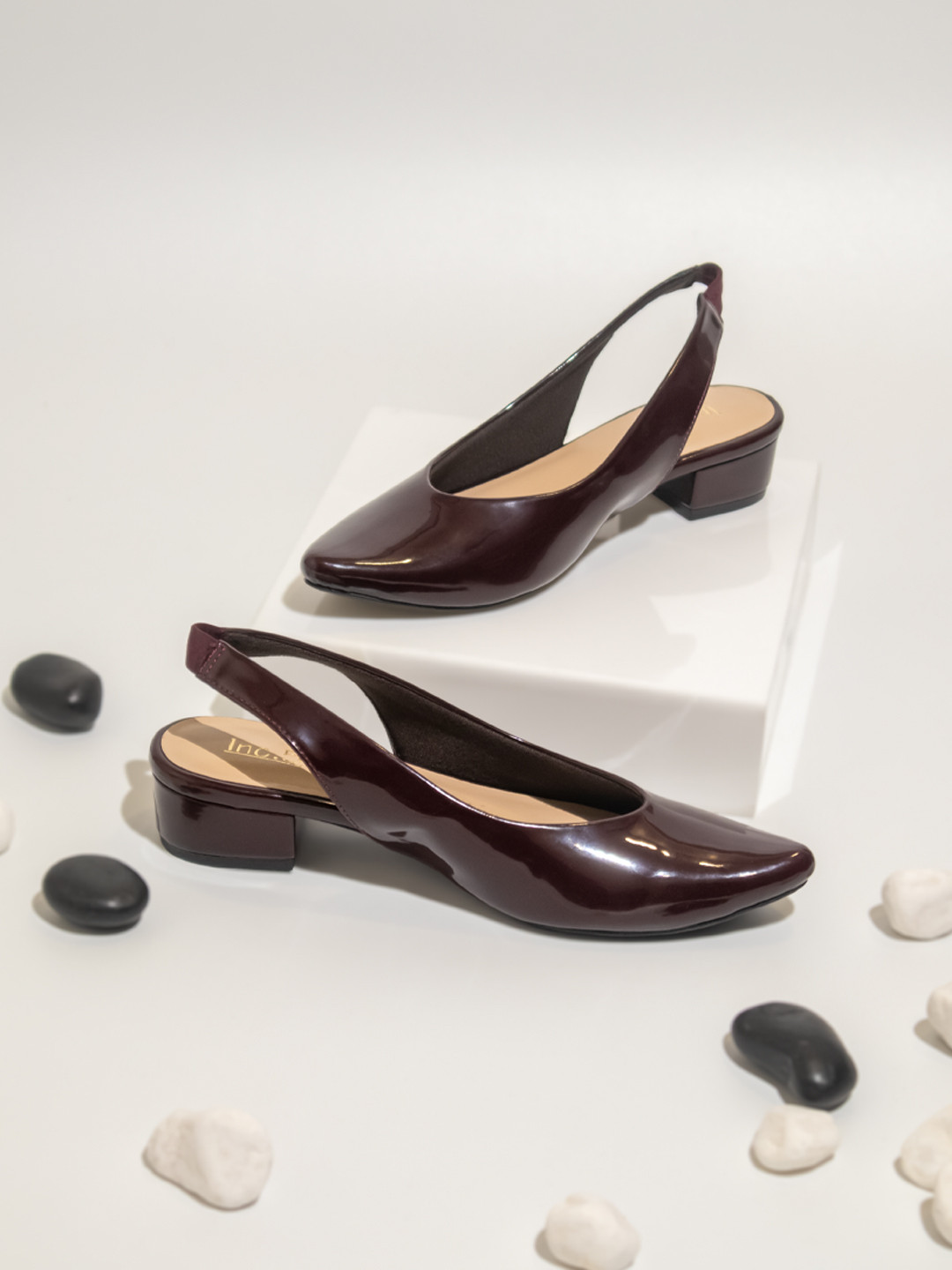 Inc 5 Maroon Block Slingback Pumps