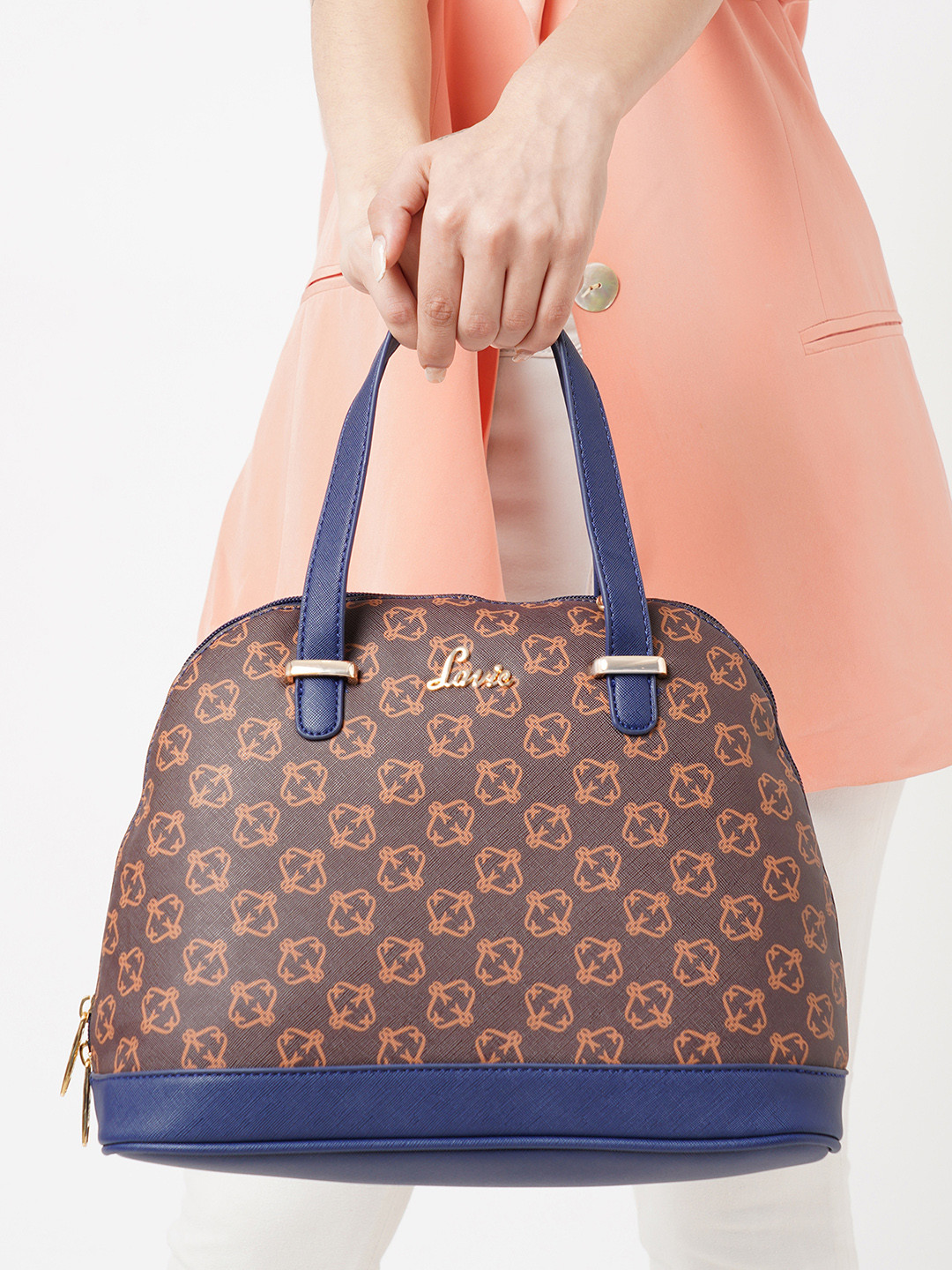 Lavie Nasy Mono Blue Printed PU Structured Shoulder Bag