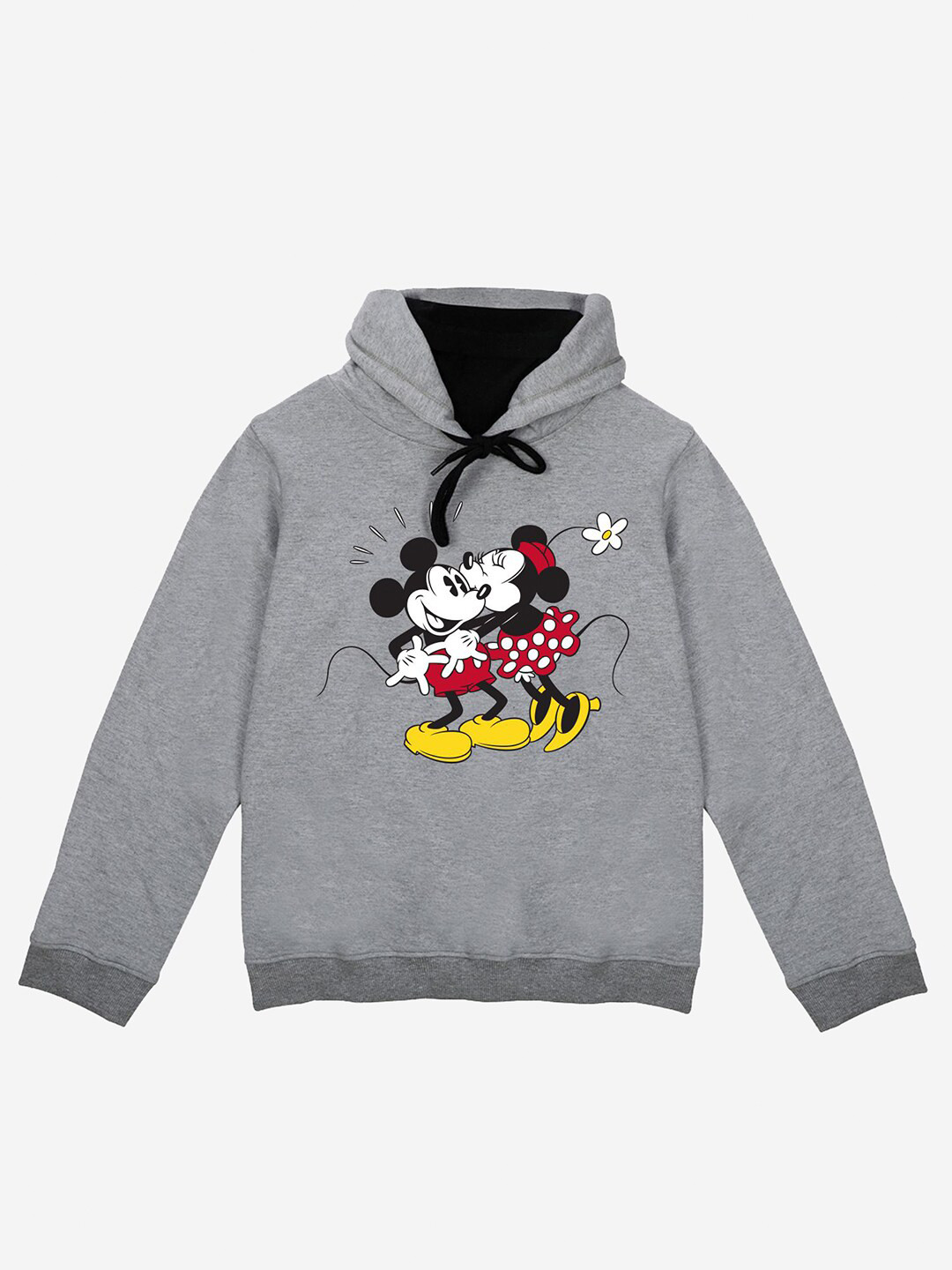 YK Disney Girls Grey Mickey & Mouse Printed Hooded Sweatshirt