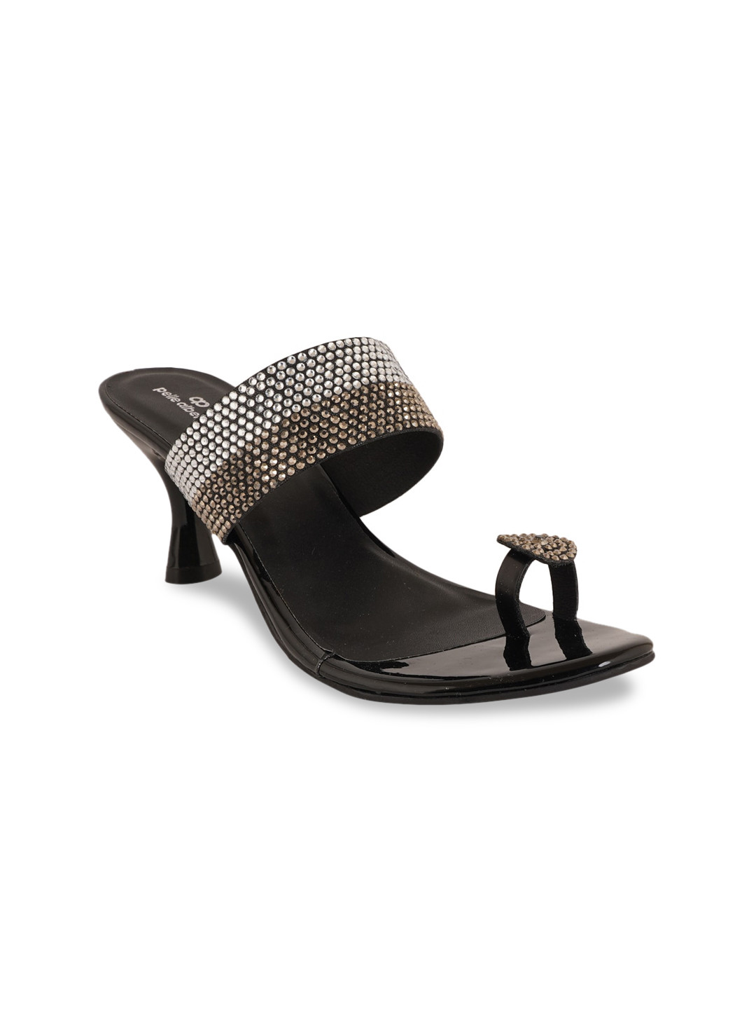 pelle albero Black Ethnic Embellished Party Sandals