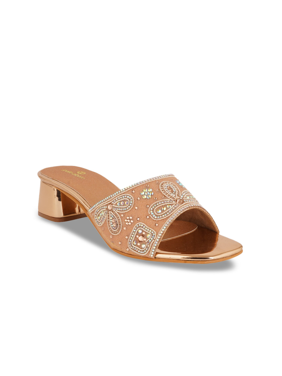 pelle albero Coral & Rose Gold Party Block Sandals