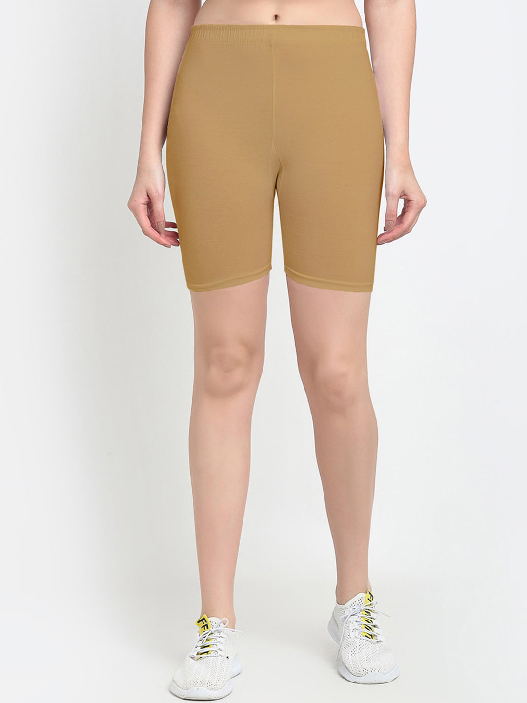 GRACIT Women Beige Biker Shorts
