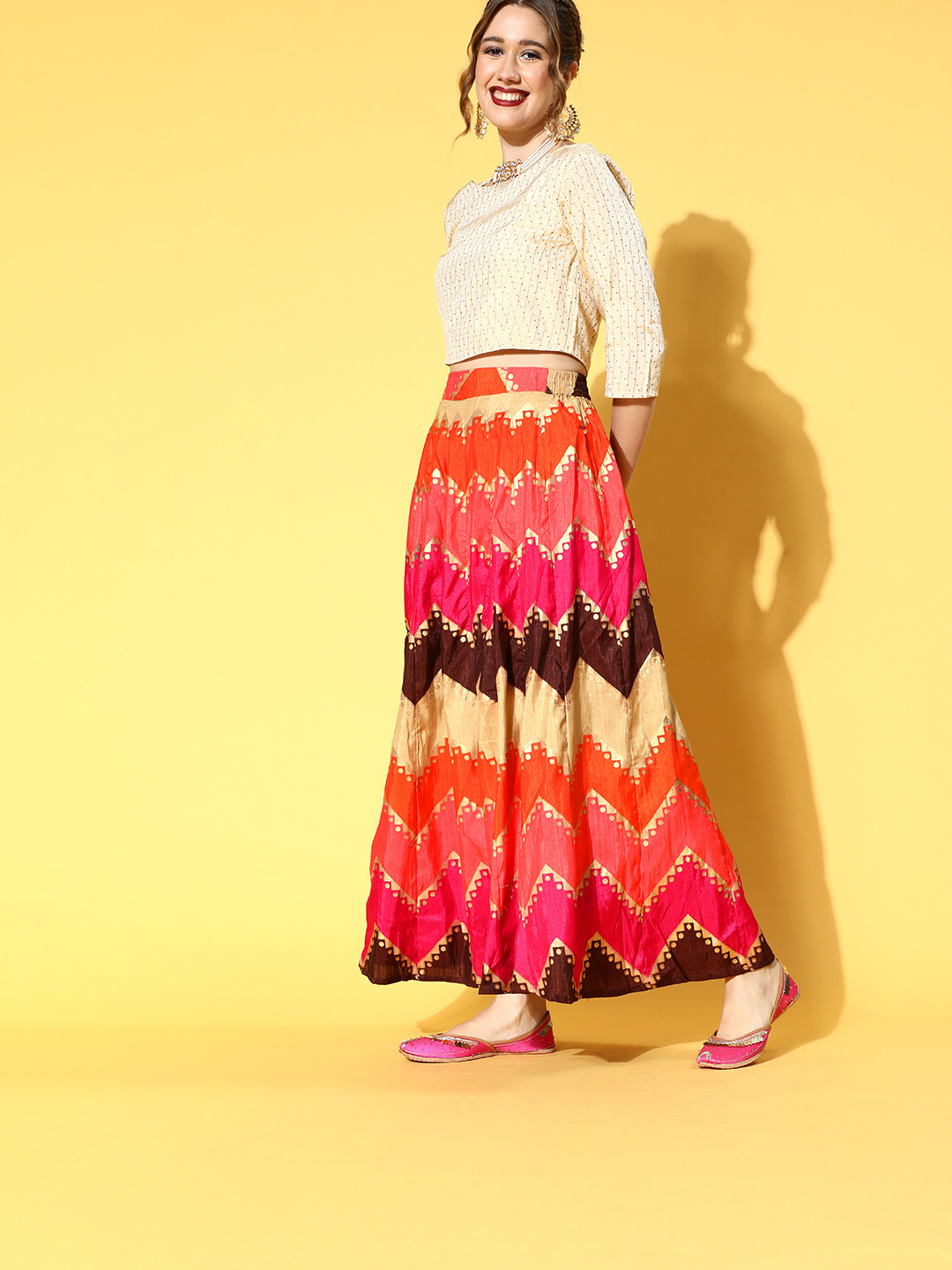 Juniper Classy Beige Printed Ready to Wear Lehenga Choli