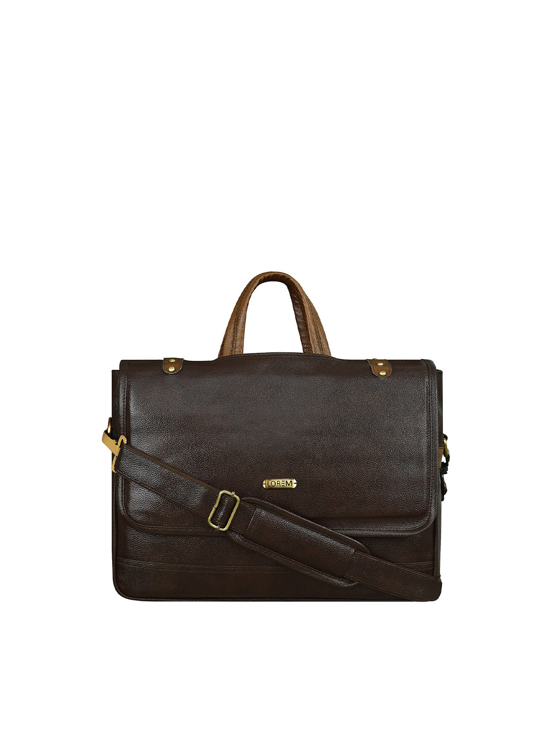 LOREM Adult Brown Textured Laptop Bag