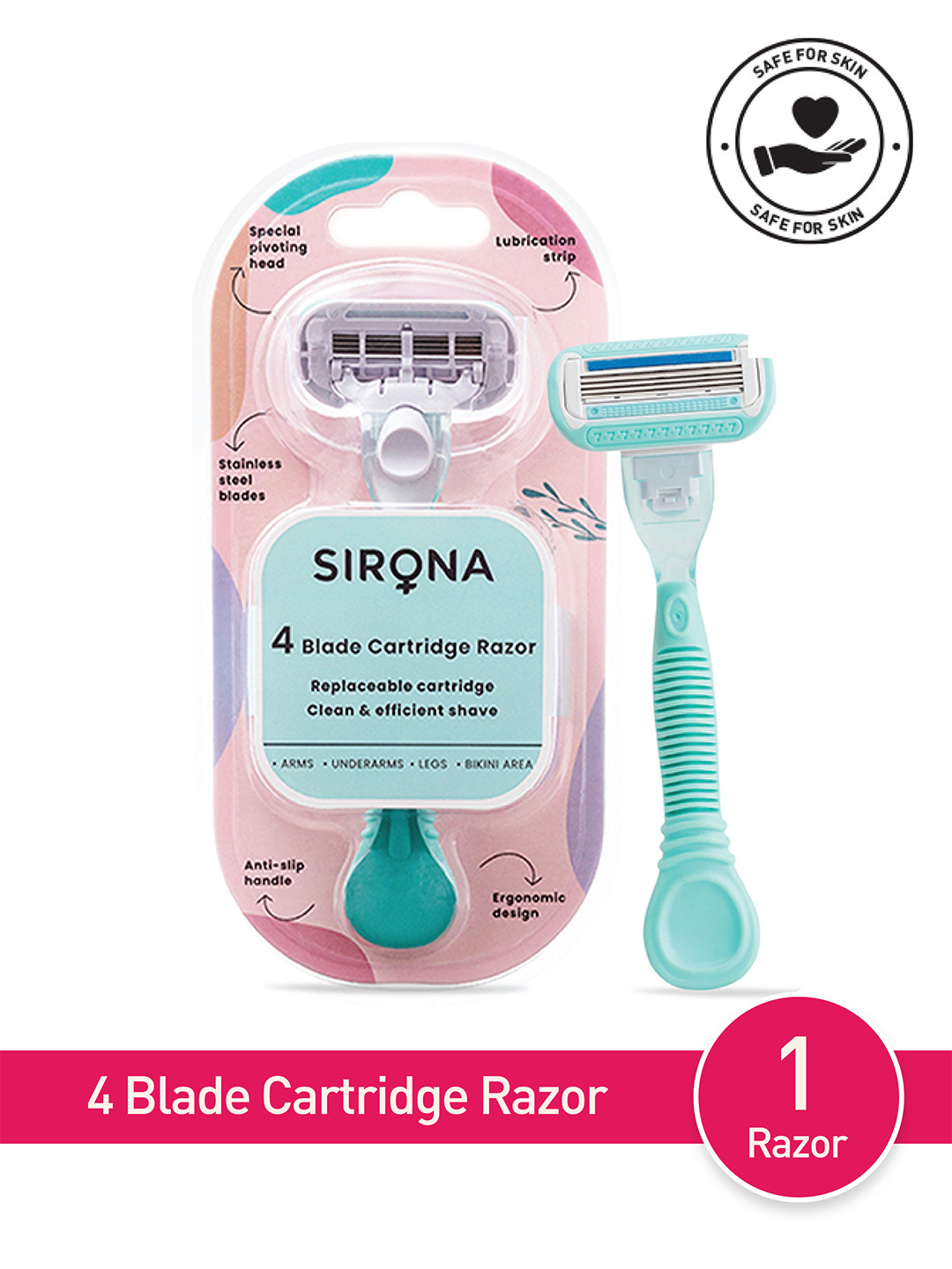Sirona Women Hair Removal Razor With 4 Blade & Replaceable Cartridge