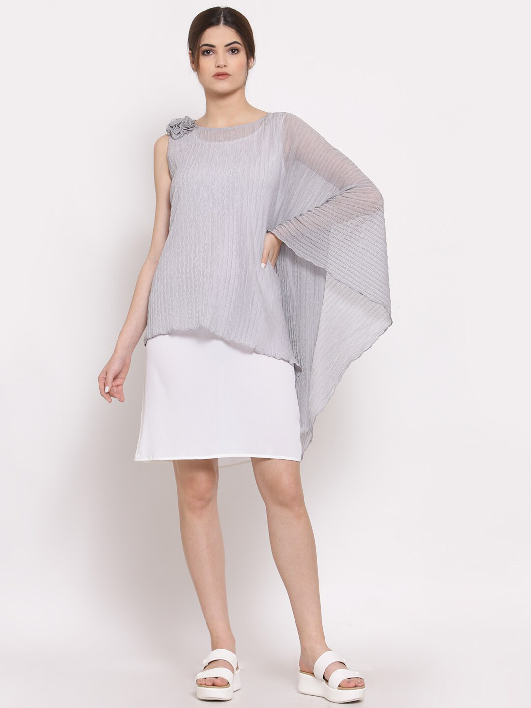 LELA Grey Kaftan Longline Top