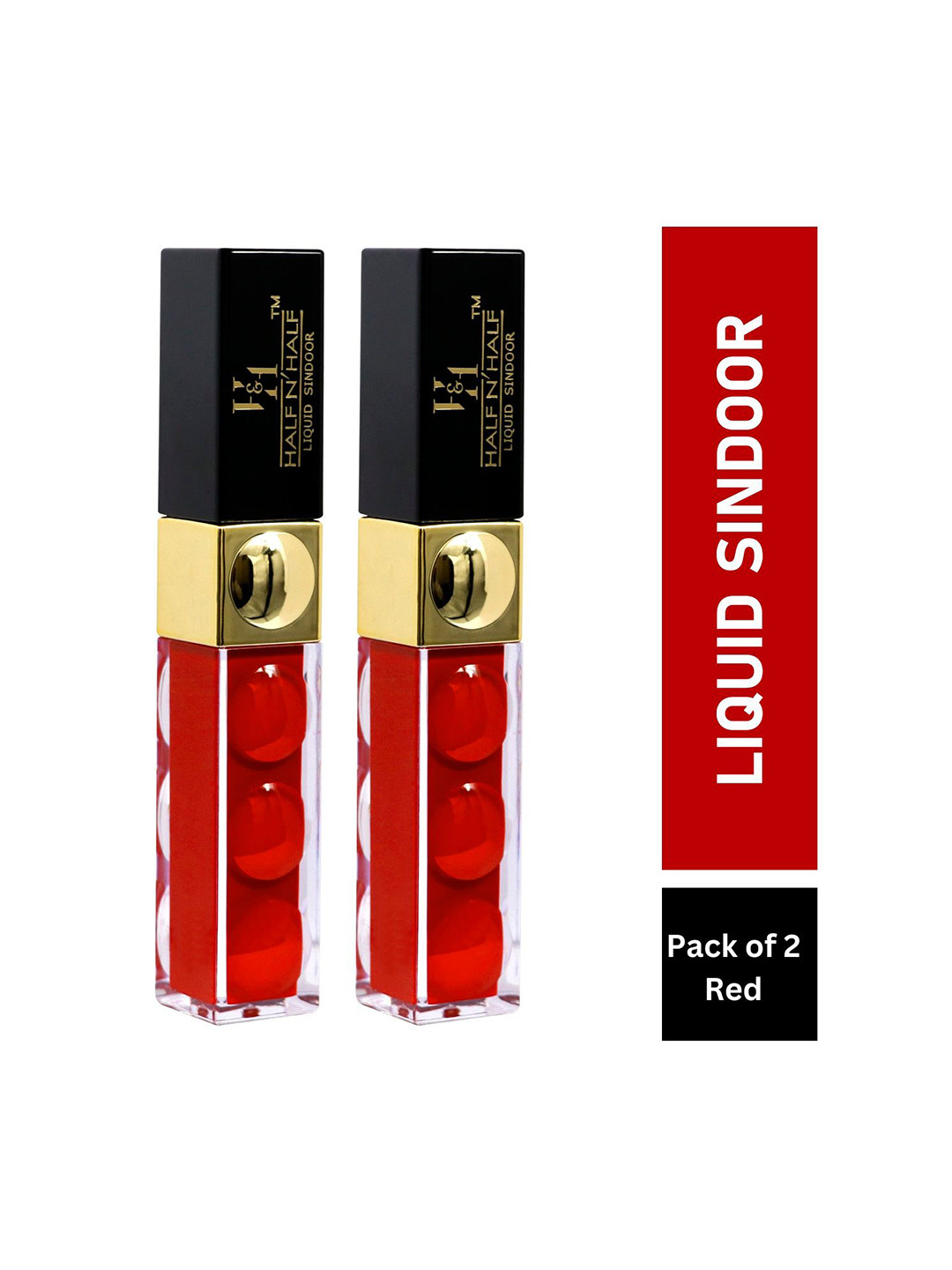 Half N Half Set Of 2 Sparkling Water Proof Liquid Sindoor  - Red