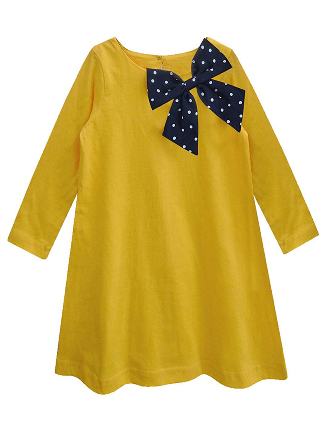 A.T.U.N. Girls Mustard Yellow A-Line Pure Cotton Dress