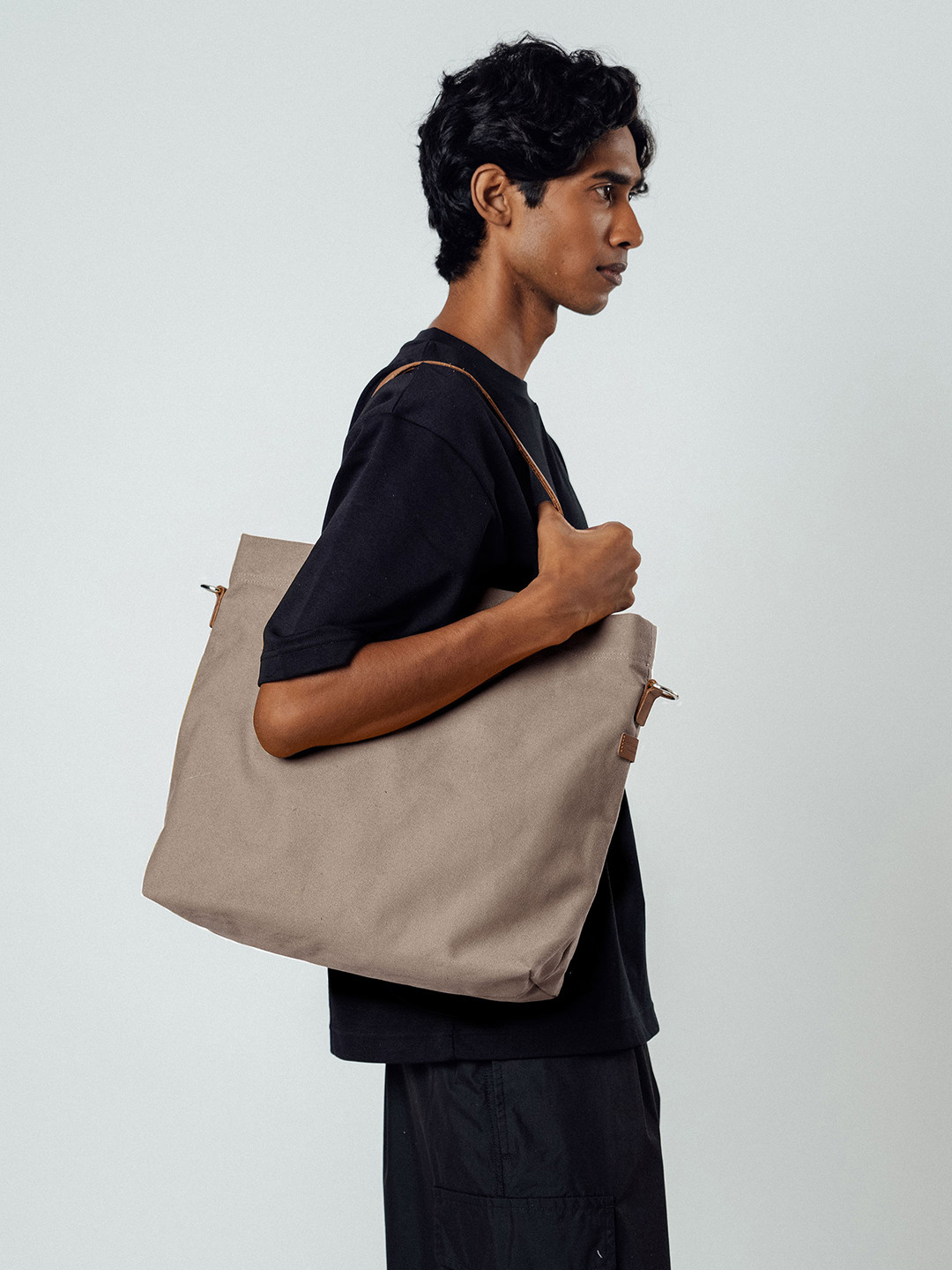 DailyObjects Women Beige Solid Canvas Tote Bag