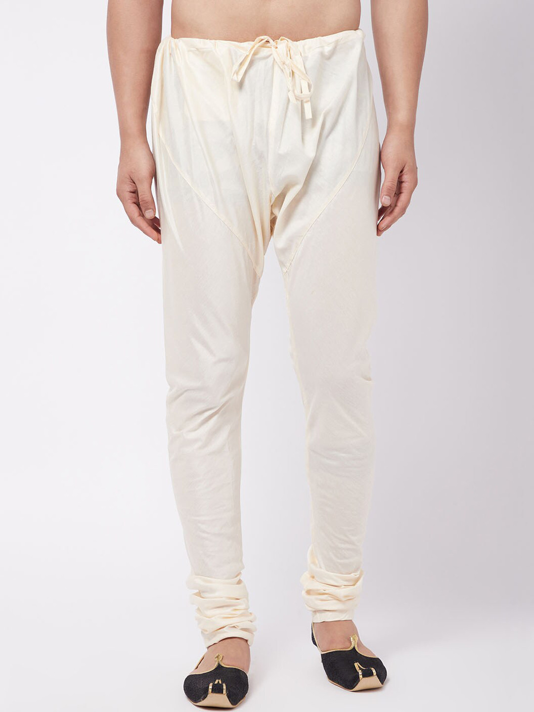 VASTRAMAY Men Cream-Coloured Solid Relaxed-Fit Pyjama