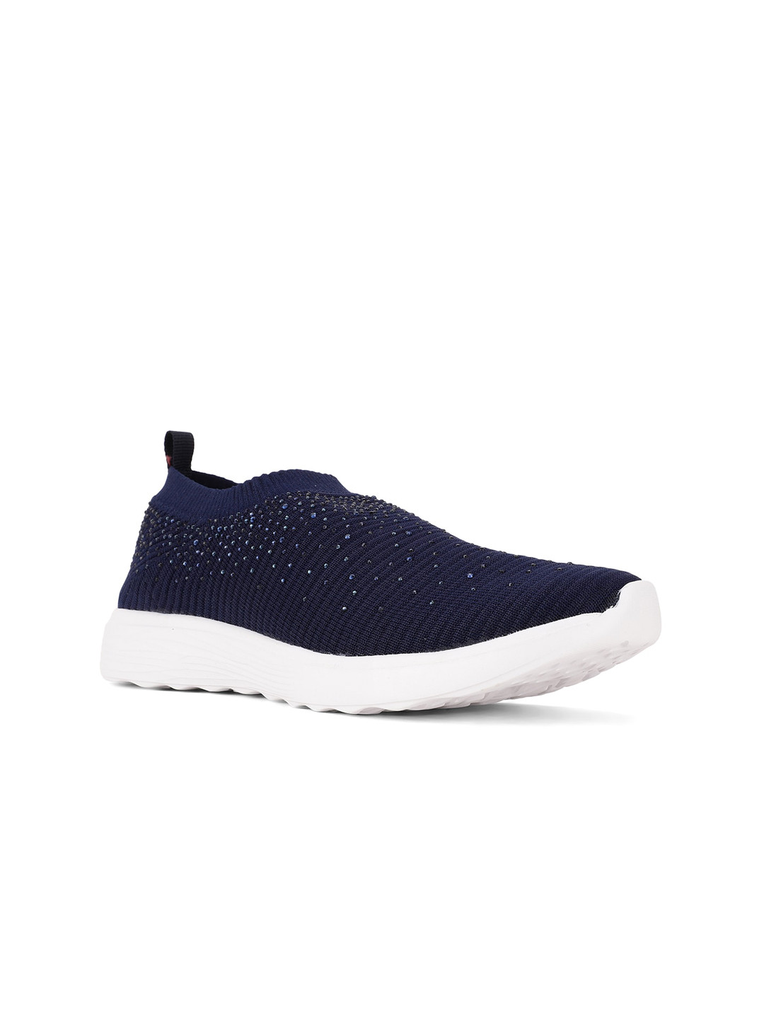 North Star Women Blue Woven Design PU Slip-On Sneakers