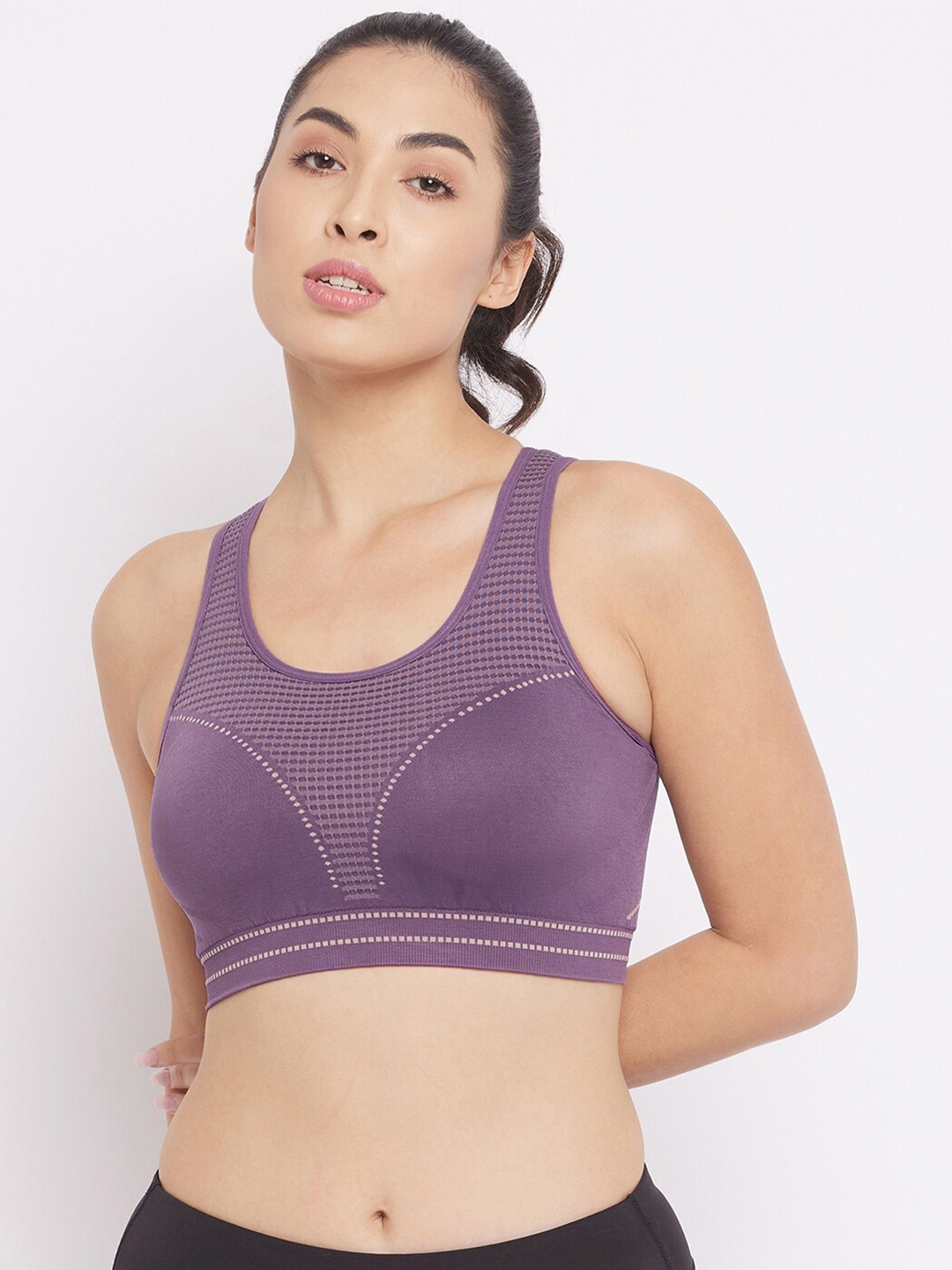 C9 AIRWEAR Women Seamless Purple Solid Lightly Padded Rapid Dry Sports Bra
