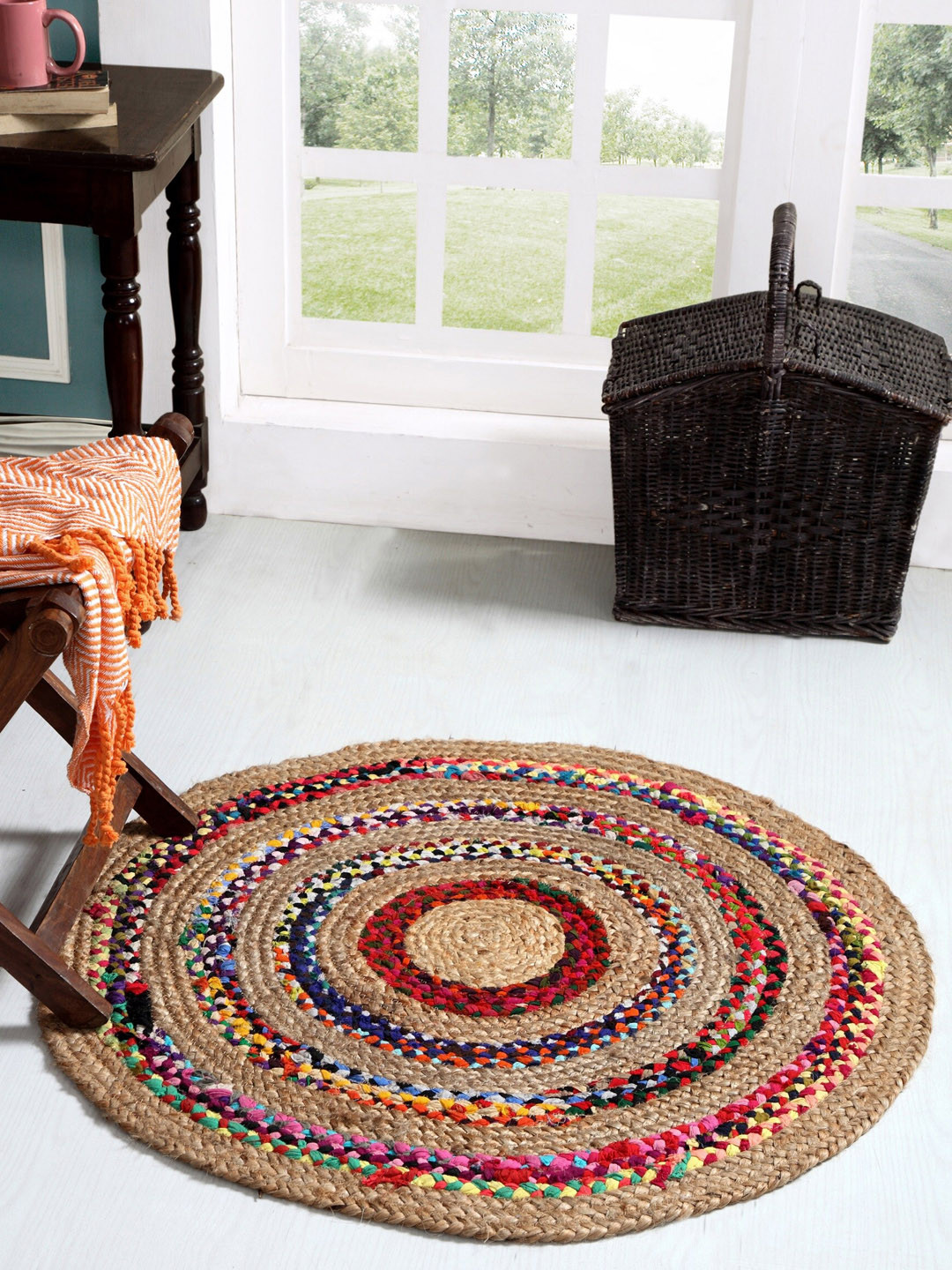 AEROHAVEN Beige & Pink Solid Water-Resistant Floor Rug