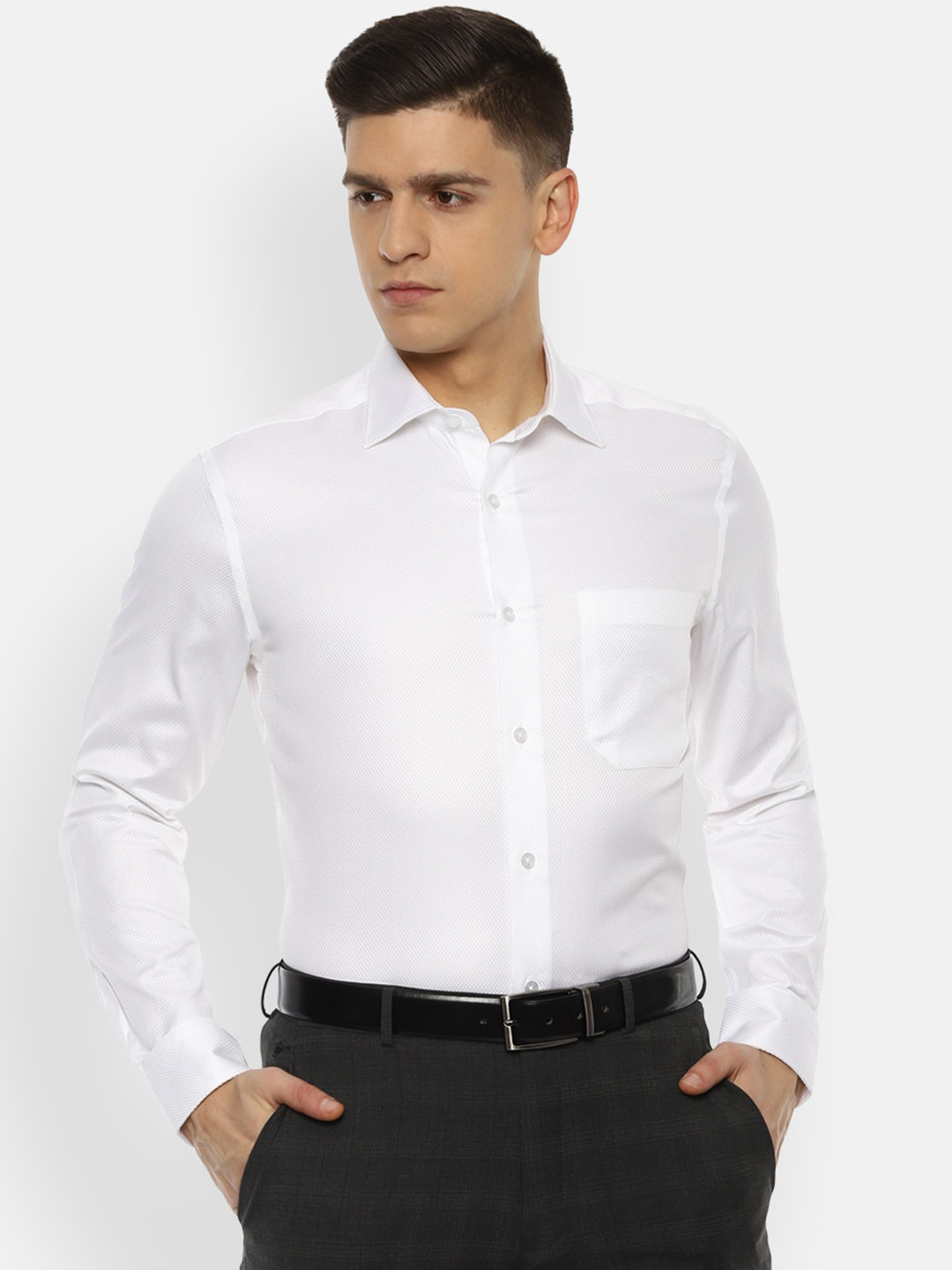 Louis Philippe Gods & Kings Men White Giza Cotton Formal Shirt