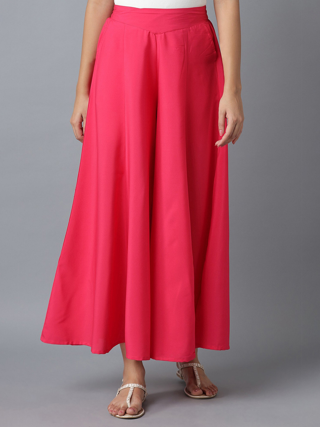 elleven Women Pink Flared Palazzos