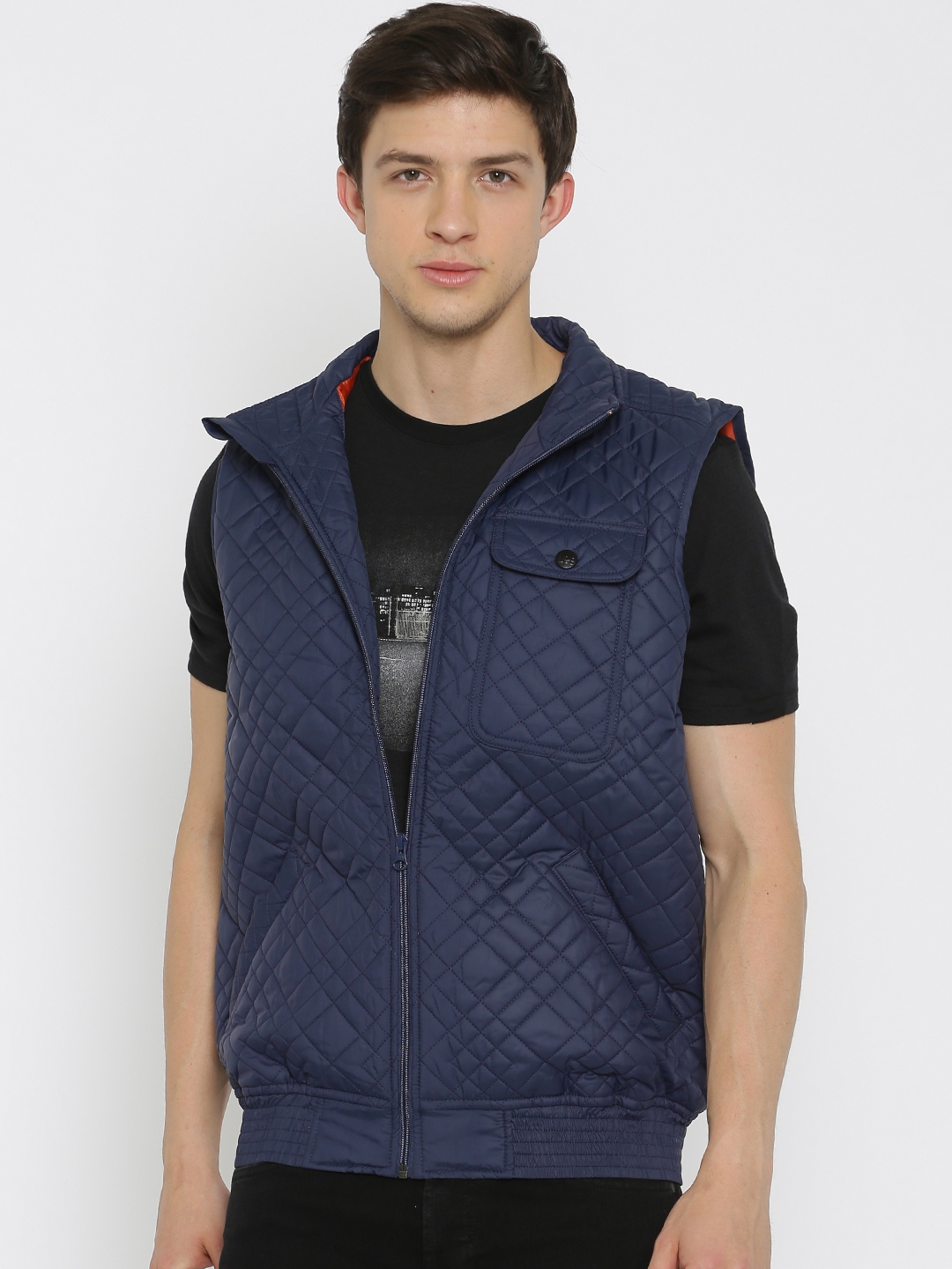 Lee Navy Sleeveless Puffer Jacket