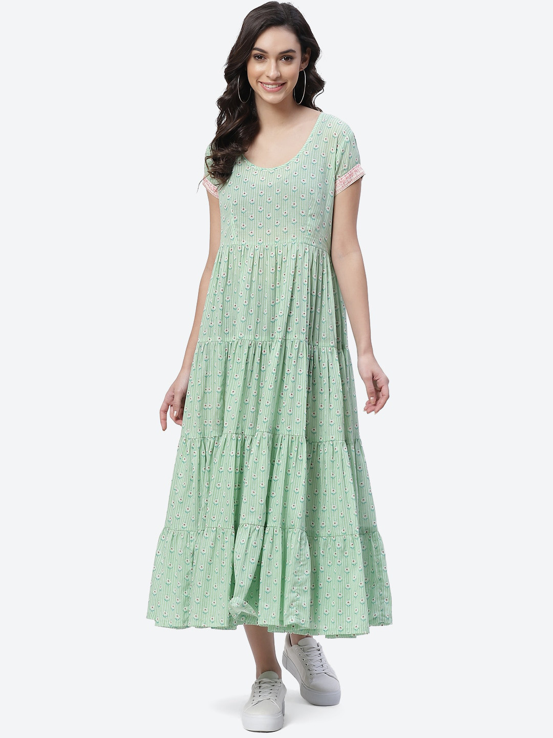 Biba Women Green Floral Anarkali Kurta