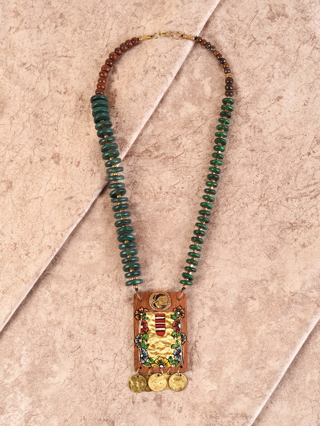 AAKRITI ART CREATIONS Multicoloured Brass The Princess Hamman Tribal Dhokra Necklace