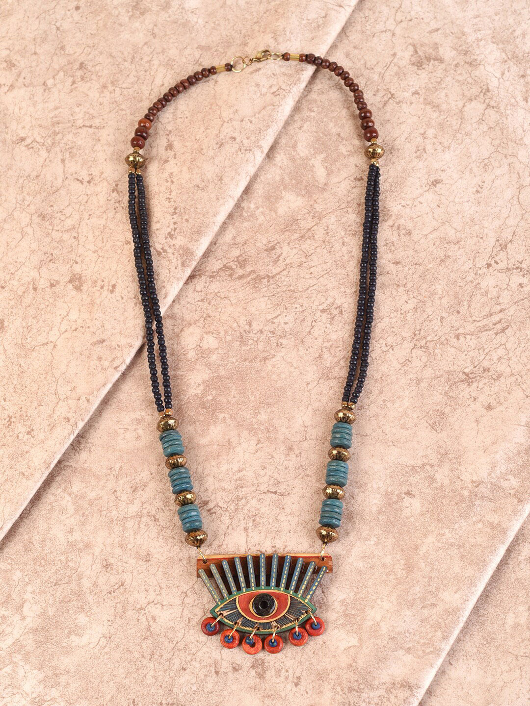 AAKRITI ART CREATIONS Black & Brown Tribal Dhokra Chain