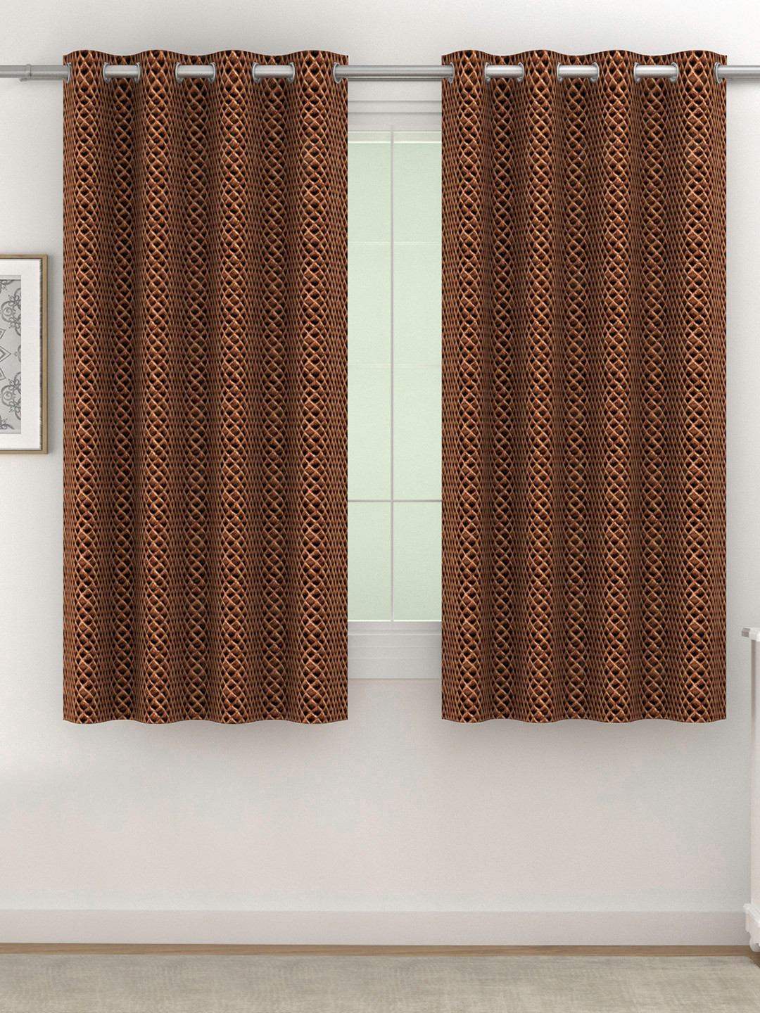 SWAYAM Brown Blackout 250 GSM Single Velvet Window Curtain