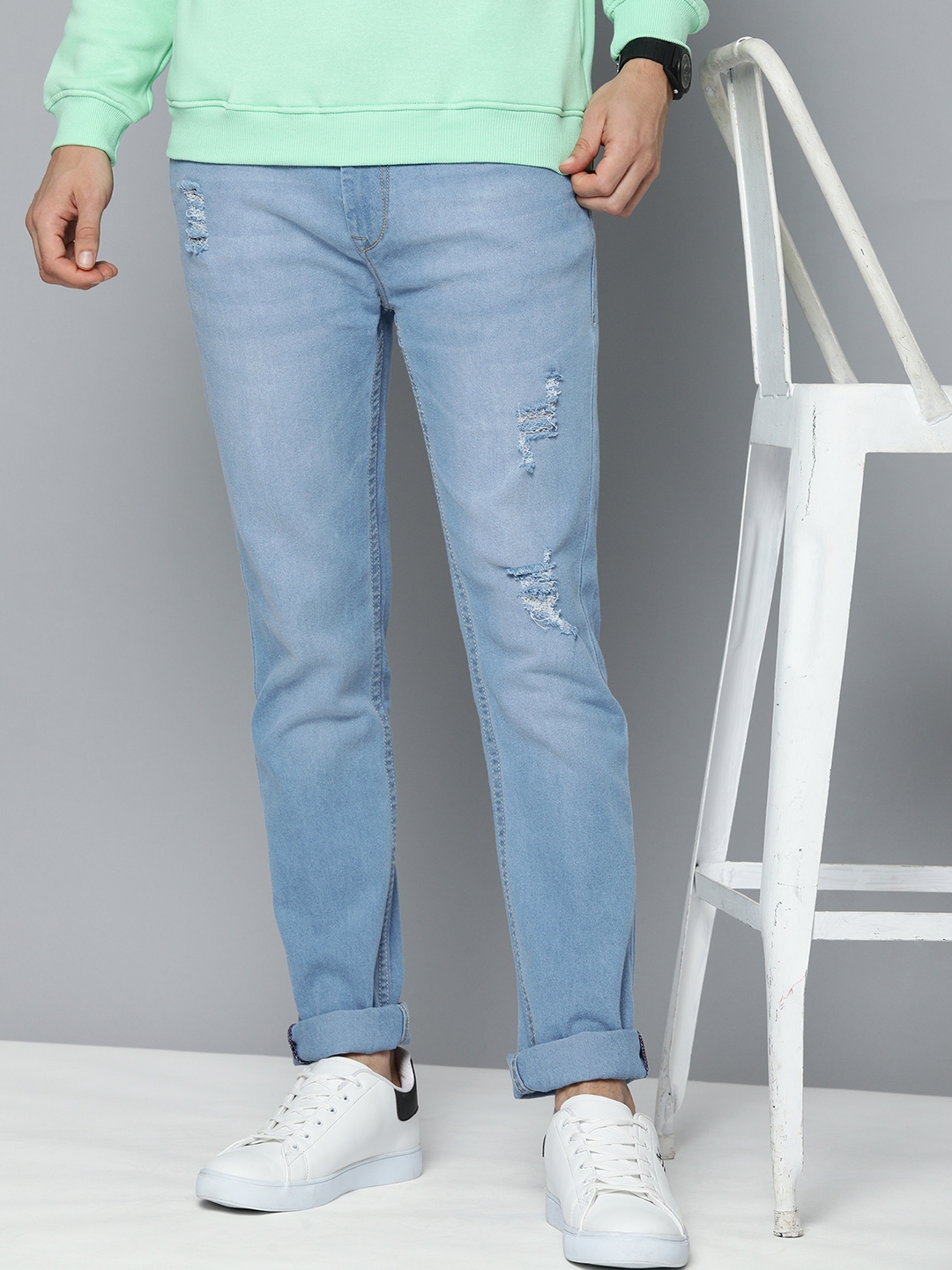 Mens Casual Denim Skinny Ripped Pants Distressed Slim Fit Jeans Trousers  Street | eBay