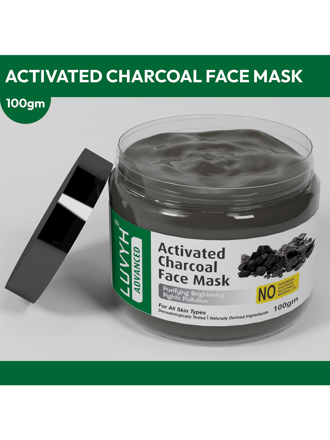 LUVYH Activated Charcoal Face Mask 100g