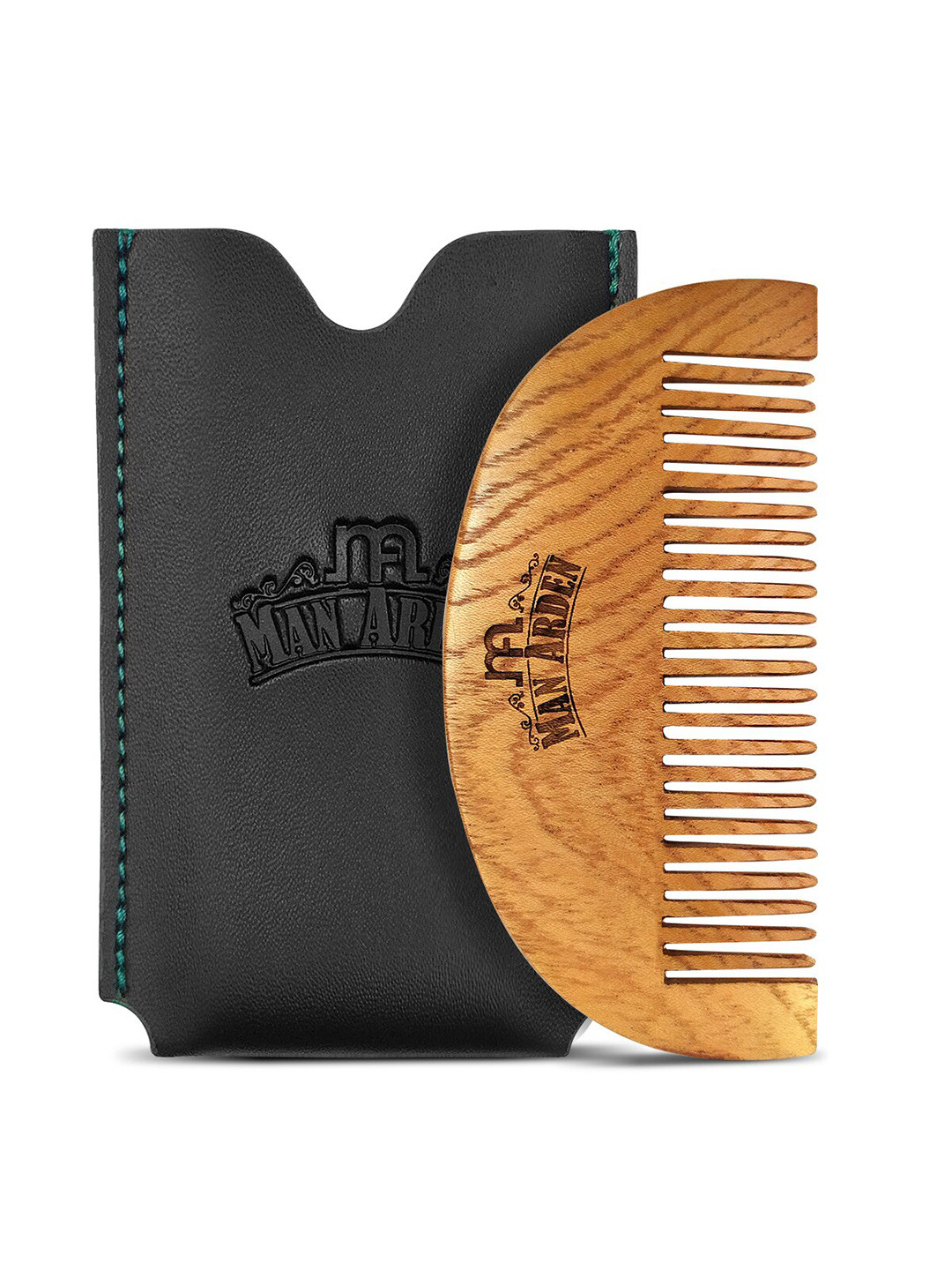 Man Arden Men Brown Pure Neem Wooden Pocket Size Beard Comb With Pouch