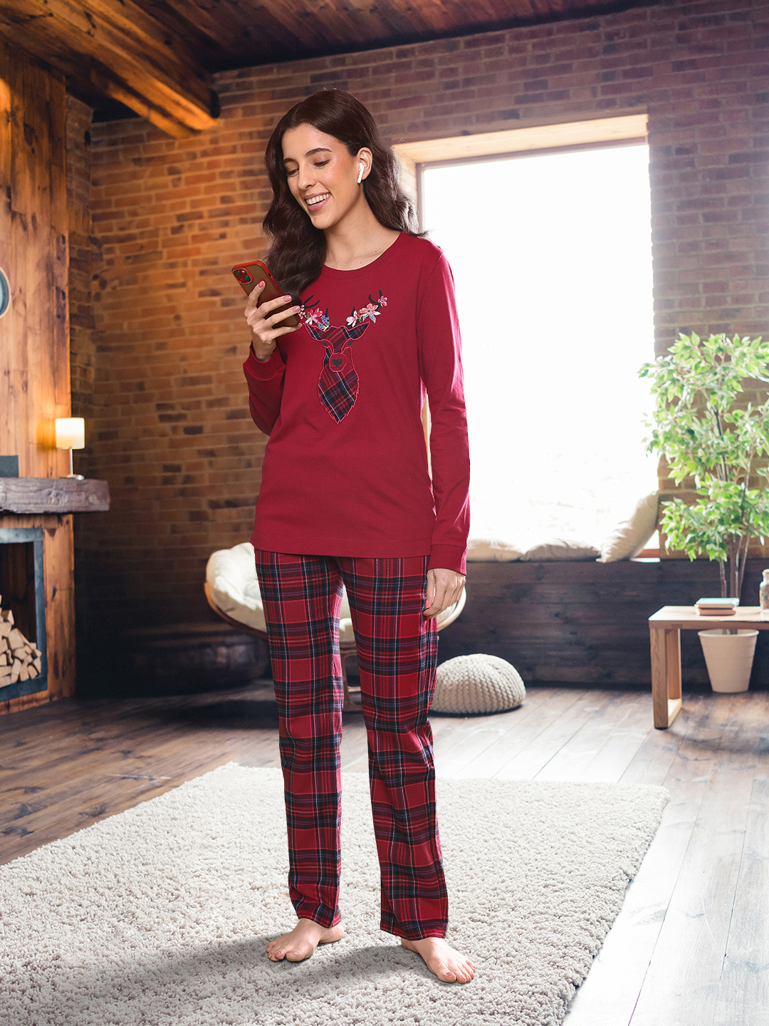 Triumph 100% Organic Cotton Full Sleeve Top and Trouser Homewear Set