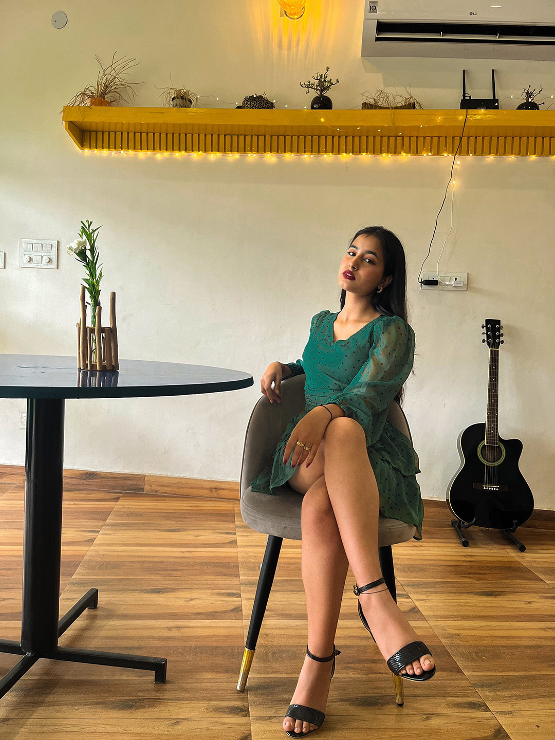 STREET 9 Women Gorgeous Green Polka-Dotted Dress