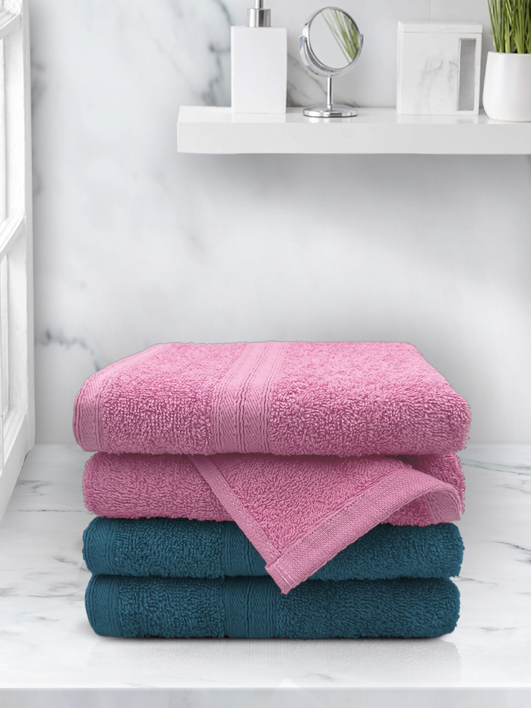 Aura Set Of 4 Solid 500 GSM Cotton Hand Towels