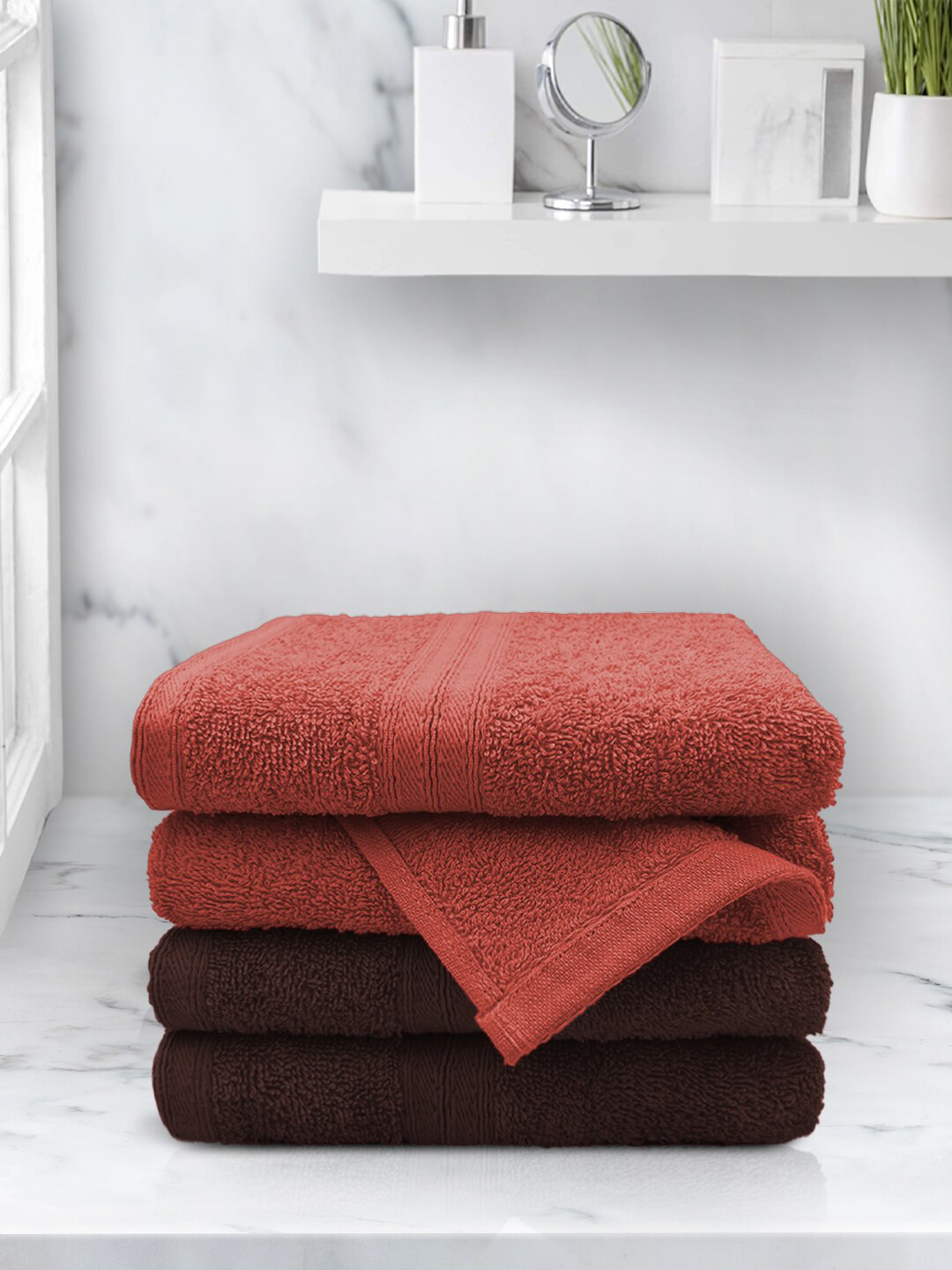Aura Set Of 4 Solid 500 GSM Cotton Hand Towels
