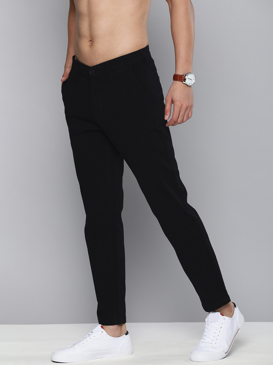 HERE&NOW Men Black Slim Fit Trousers