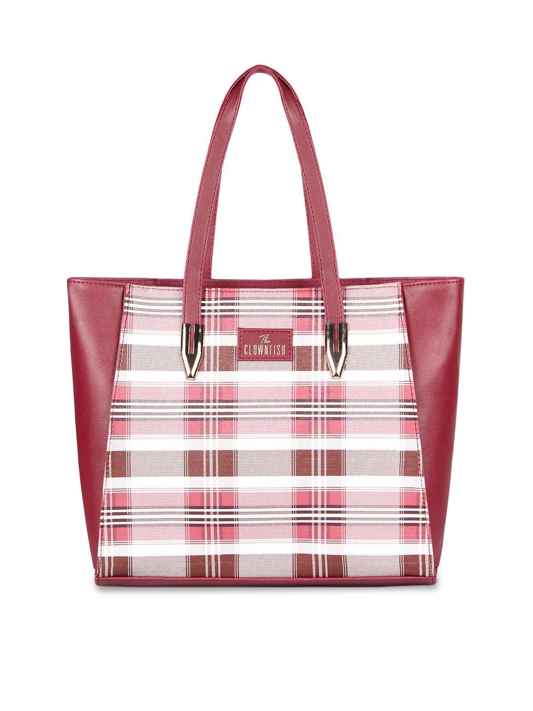 THE CLOWNFISH Agnes Checked Leather Shoulder Bag