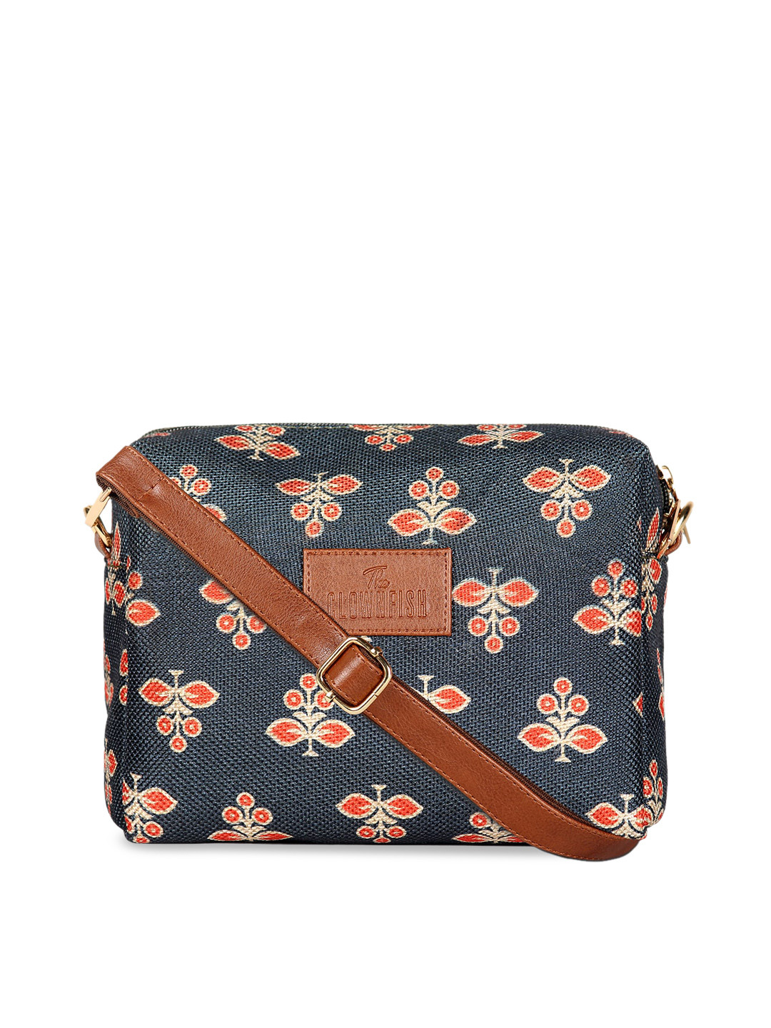 THE CLOWNFISH Isla Grey Floral Structured Sling Bag