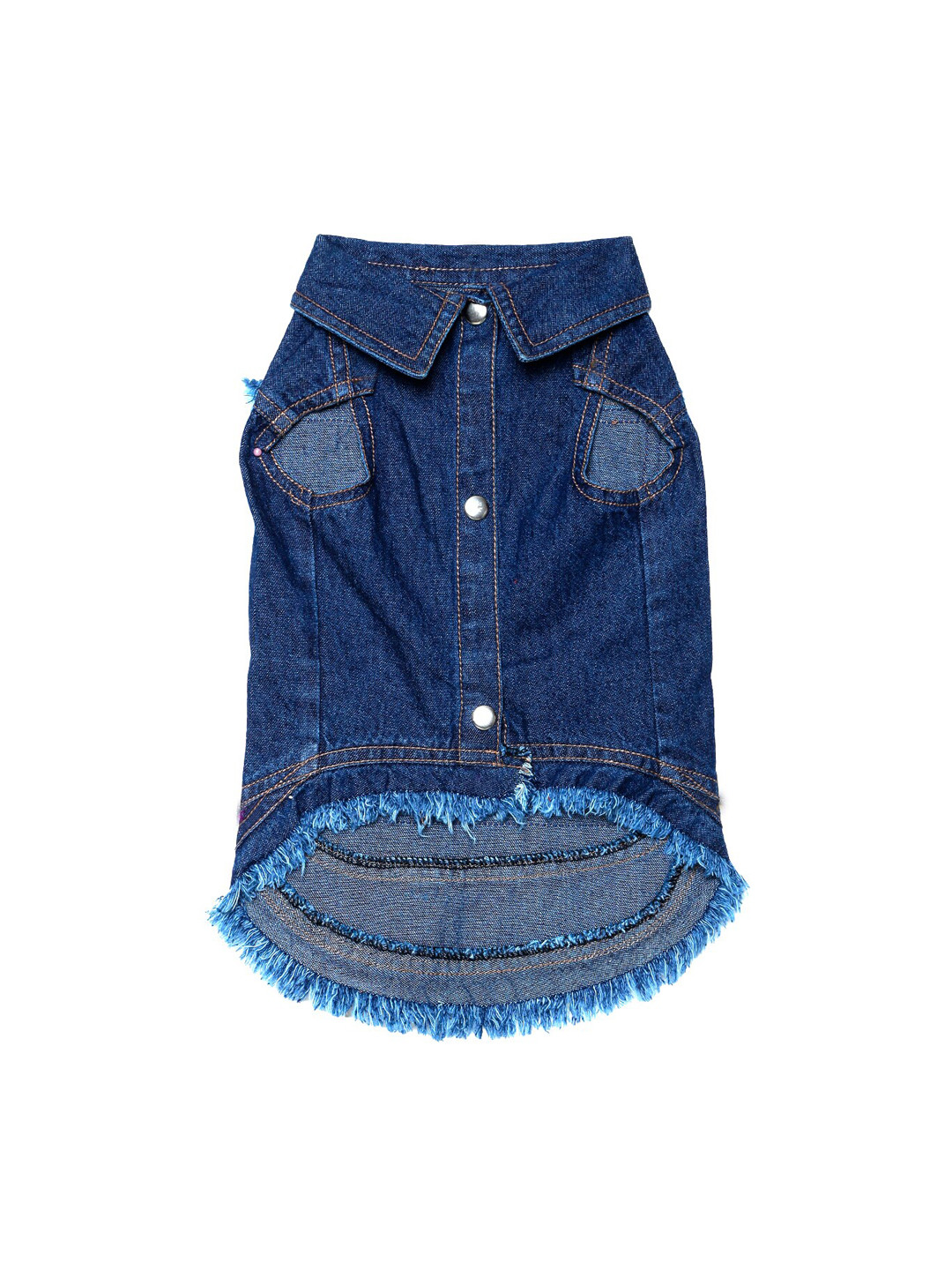 Lulala Blue Cotton Embroidered Denim Dog Jacket