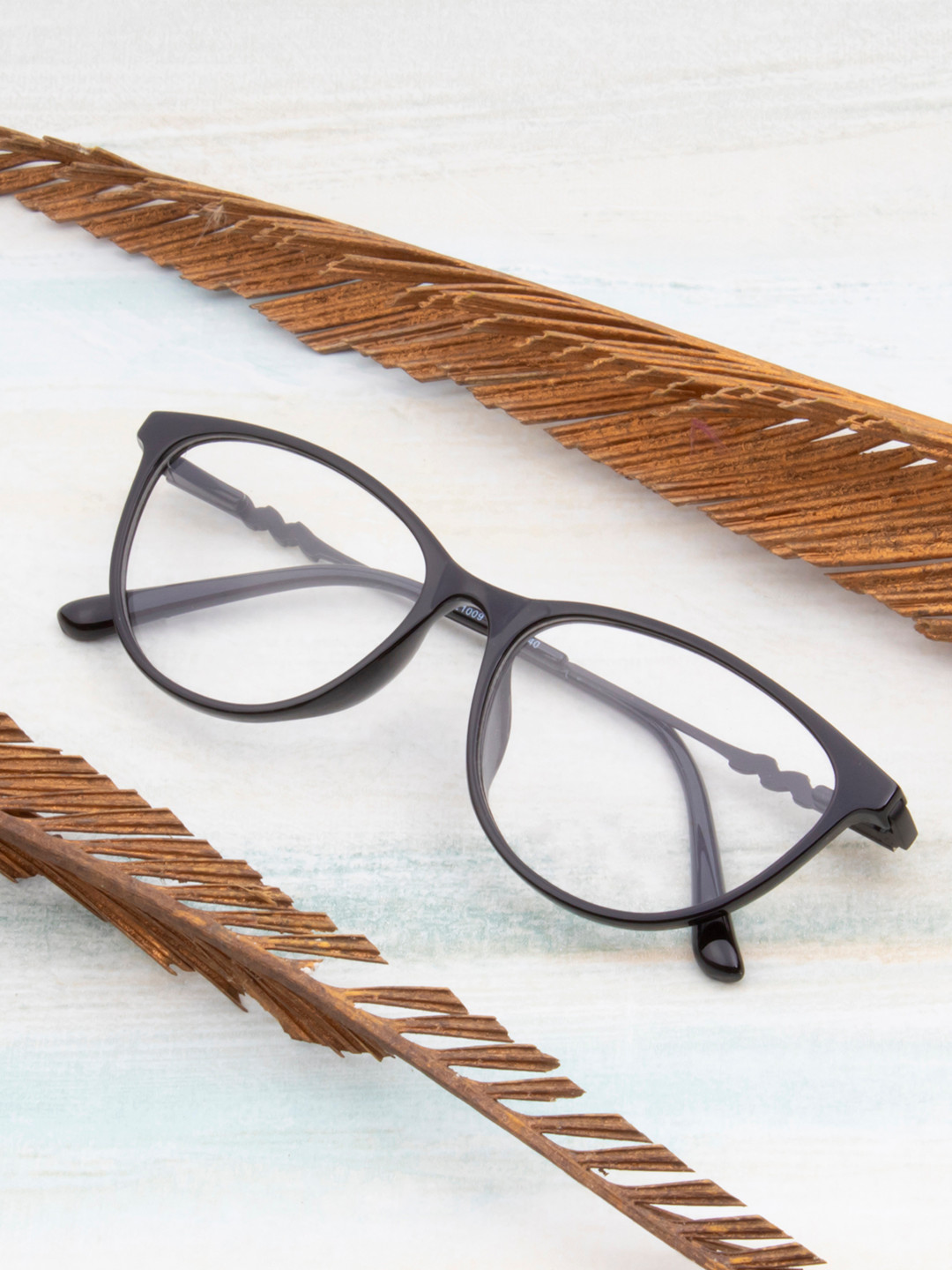 Ted Smith Women Black Solid Cateye Frames Eyeglasses