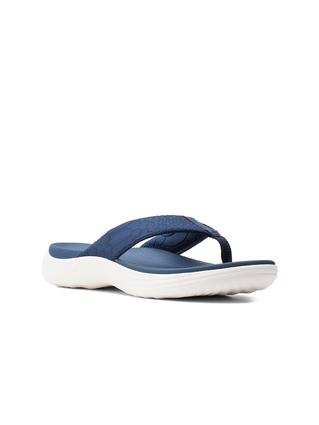 Clarks Women Navy Blue & White Thong Flip-Flops